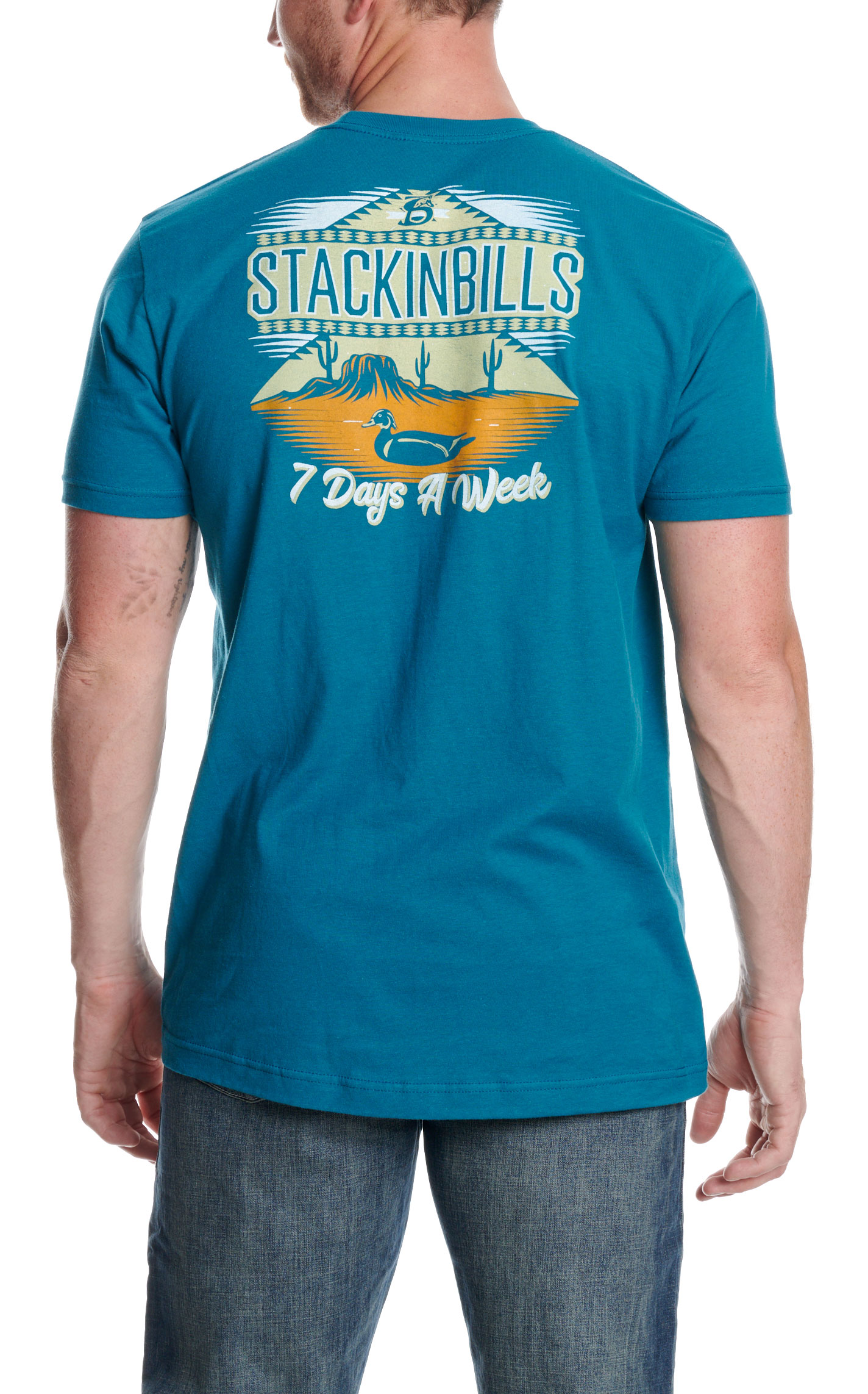 Stackin Bills Men's Butte Teal T-Shirt - Image 2