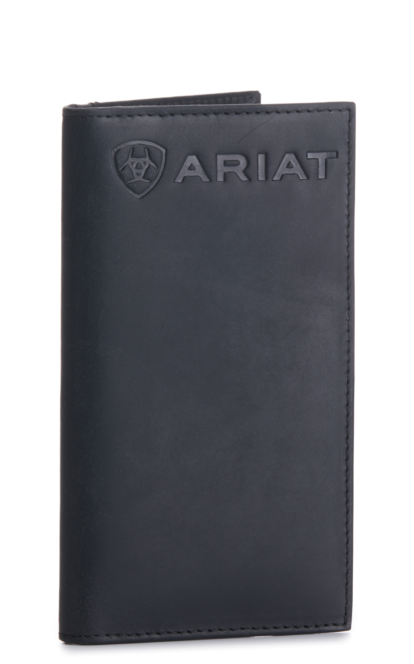 Ariat Men's Black Embossed Logo Checkbook / Rodeo Wallet - Image 1