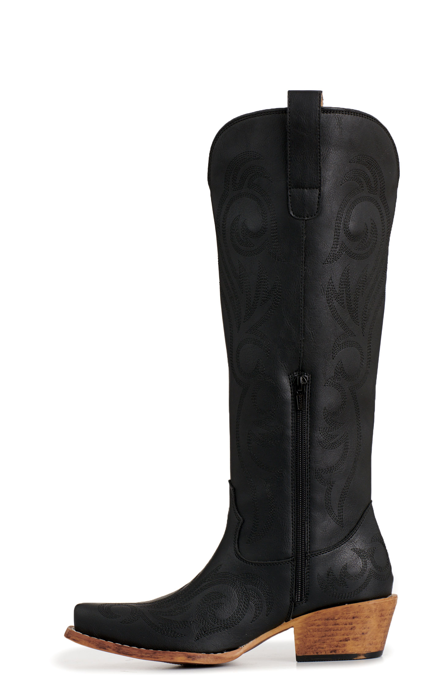 Roper Women's Black Faux Leather Scroll Snip Toe Cowboy Boots - Image 1