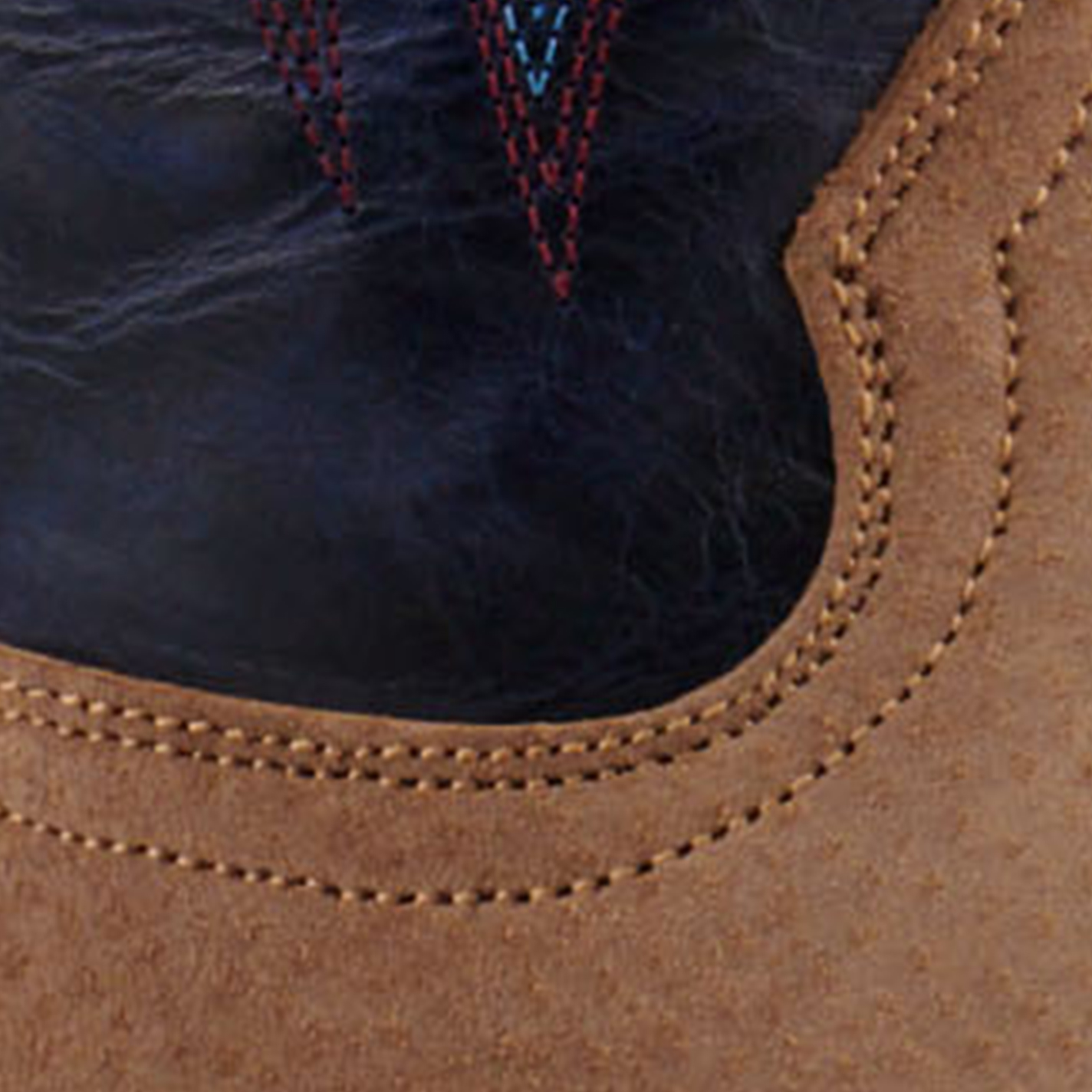 R. Watson Men's Cafe Brown Boar and Blue Punchy Square Toe Cowboy Boots - Image 1