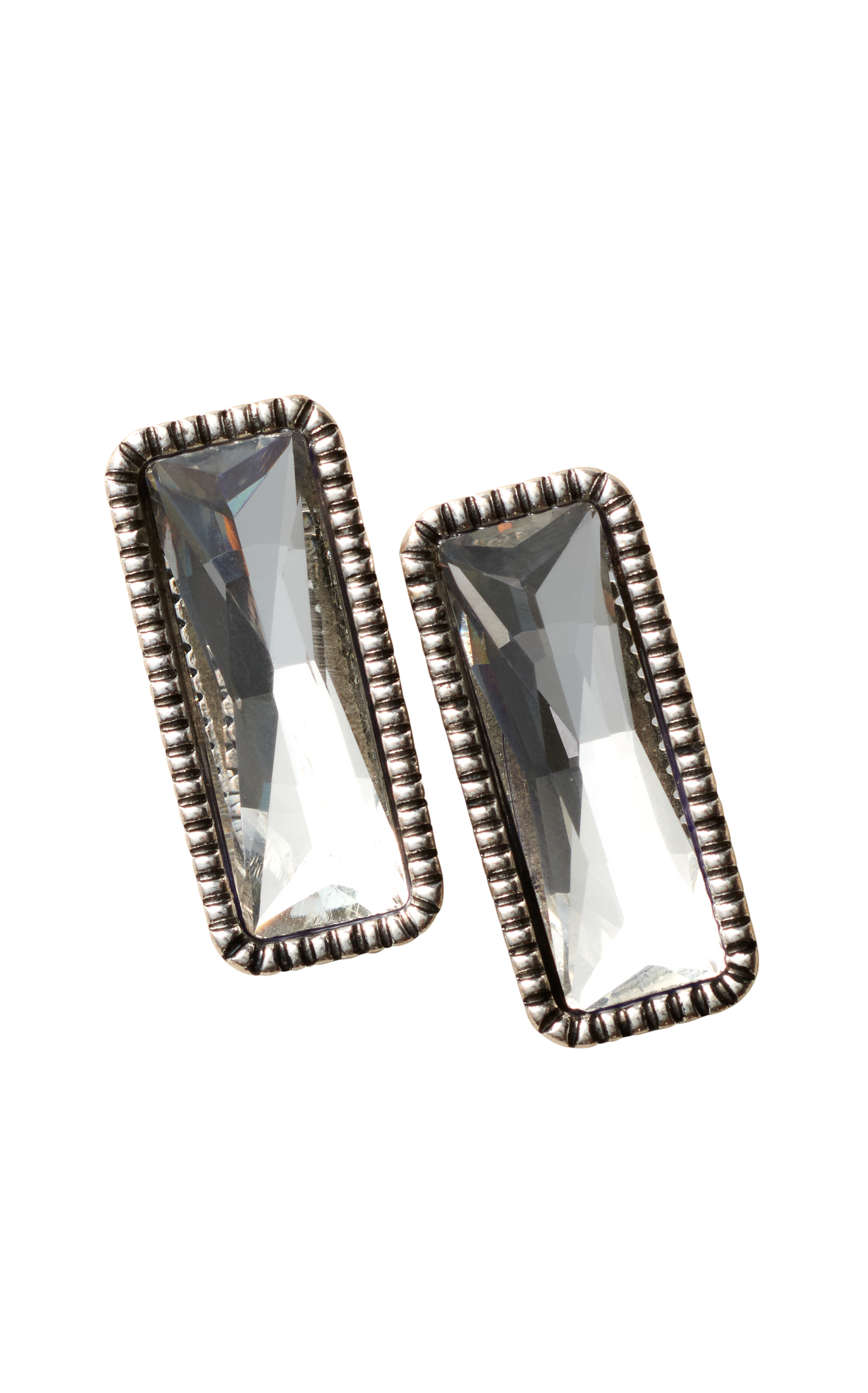 806 by Pink Panache Silver & Rectangular Crystal Earrings - Image 1