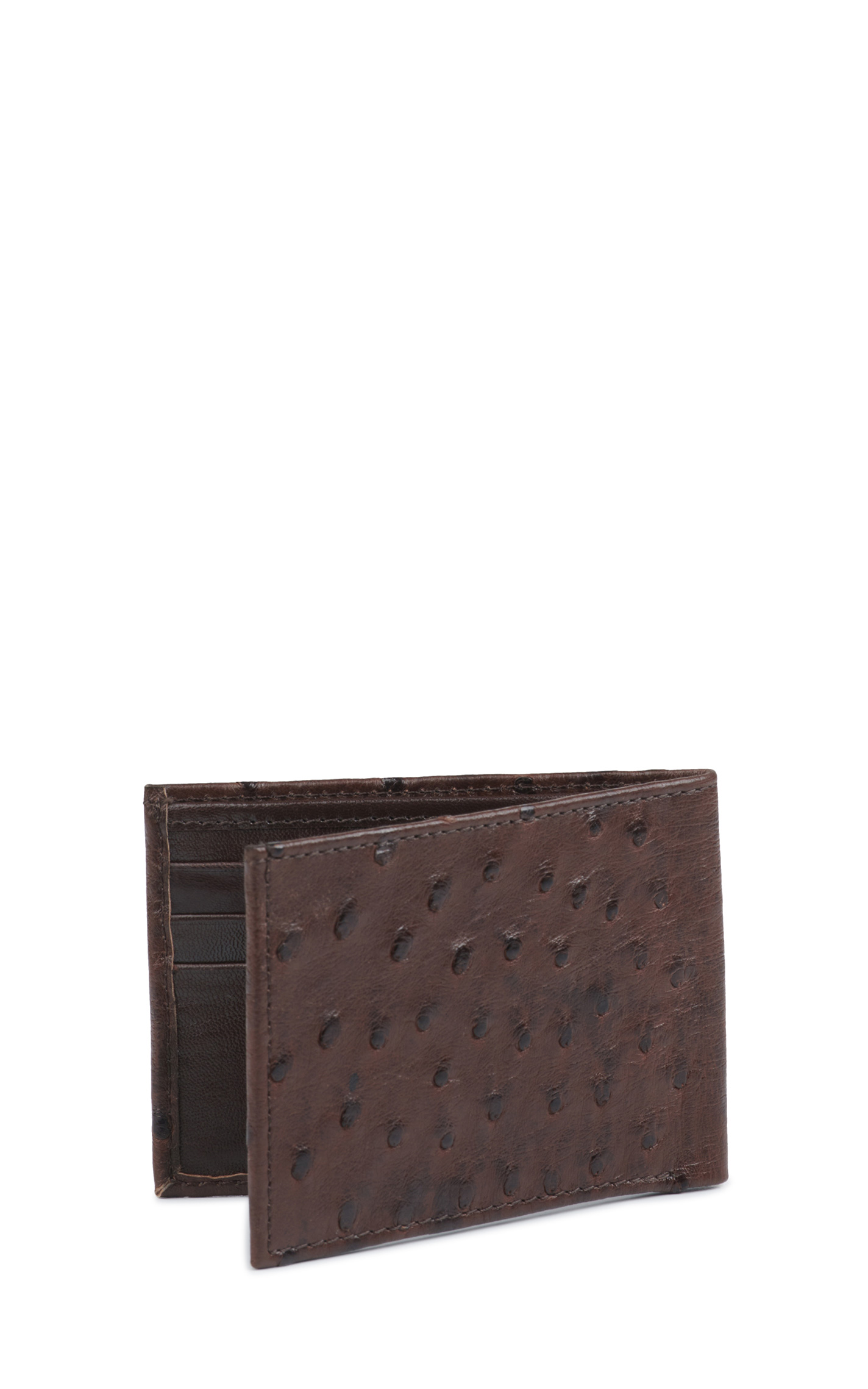 JRC & Sons Men's Brown Full Quill Ostrich Bifold Exotic Wallet - Image 1
