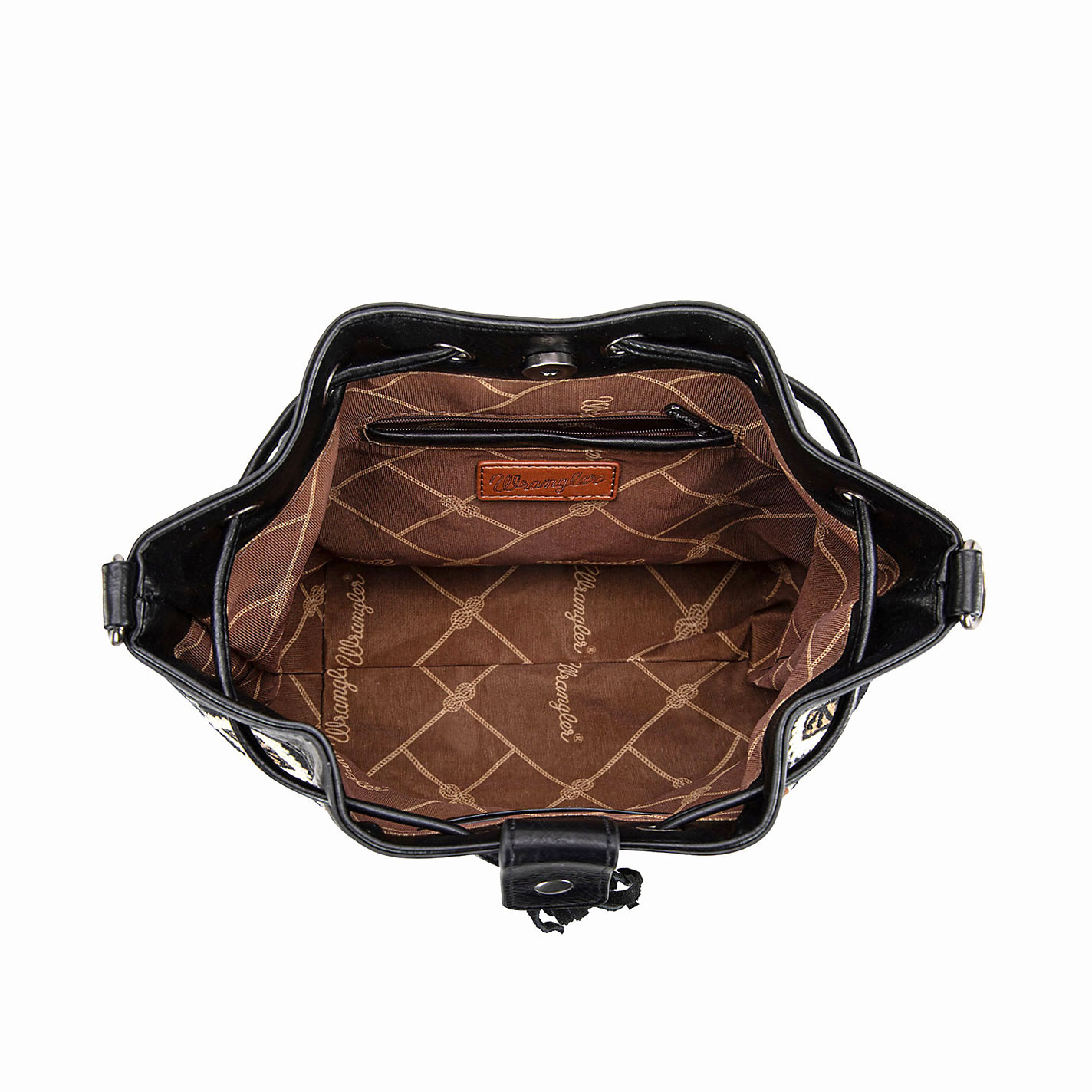 Wrangler Women's Black Woven Aztec Bucket Bag - Image 1