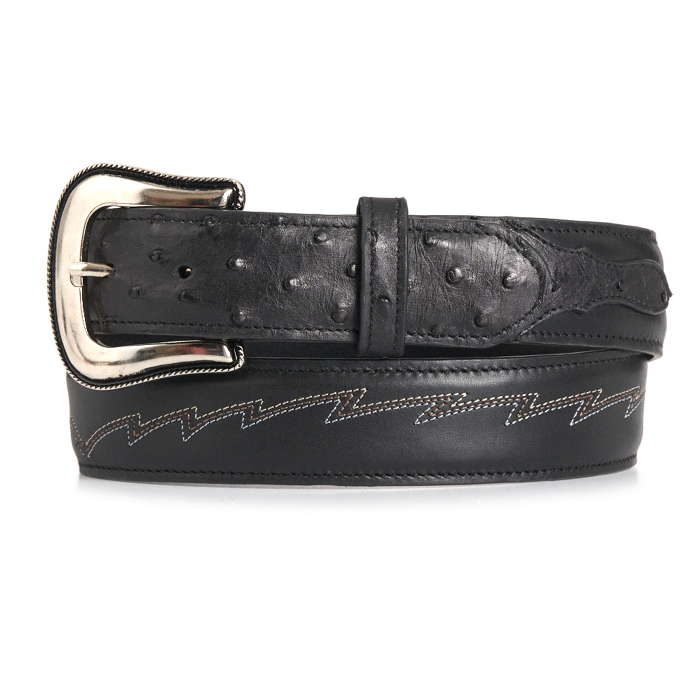 JRC & Sons Women's Jacqueline Black Full Quill Ostrich Western Belt - Image 1