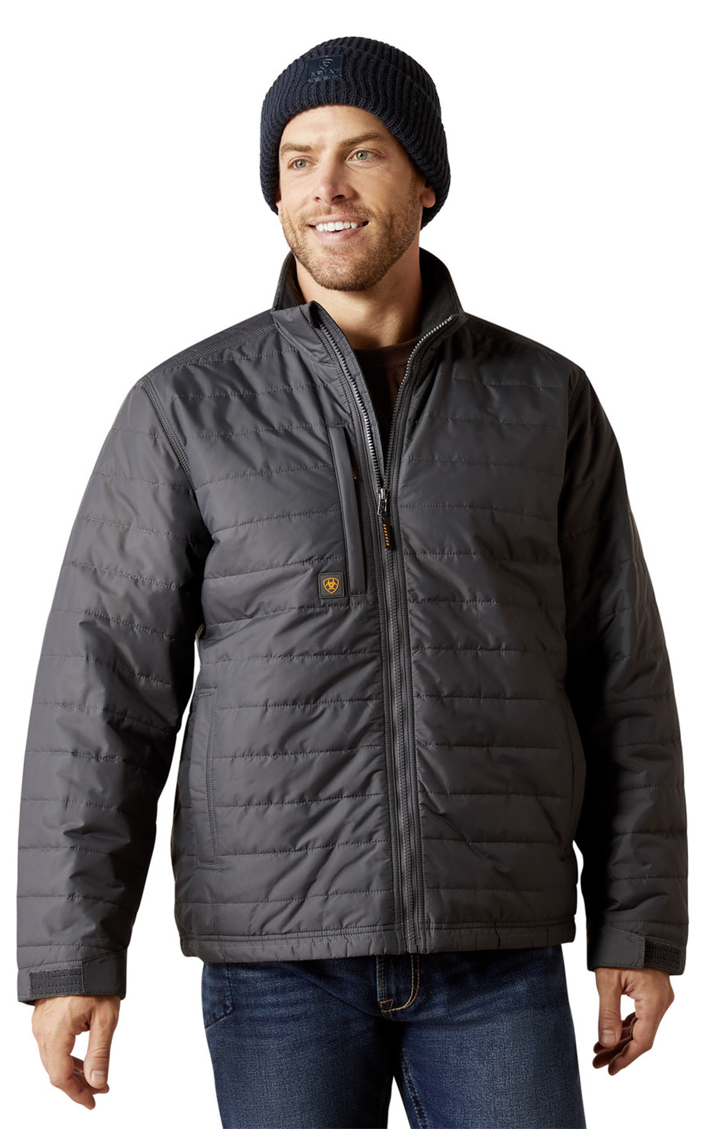 Ariat Rebar Men's Cement Gray Ripstop Lightweight Insulated Jacket - Image 1