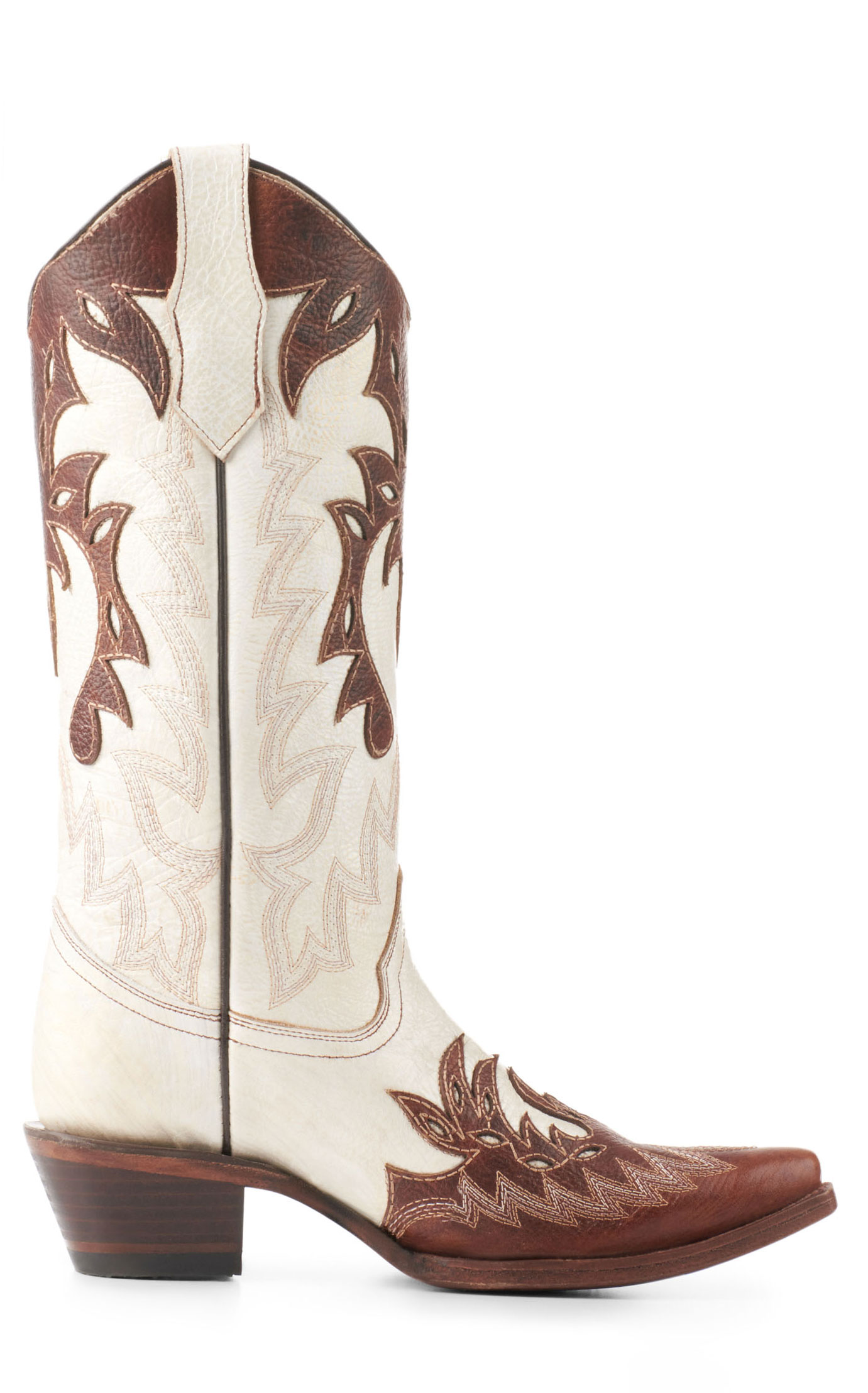 Circle G by Corral Women's Pearl with Cognac Overlay Snip Toe Cowboy Boots - Image 1
