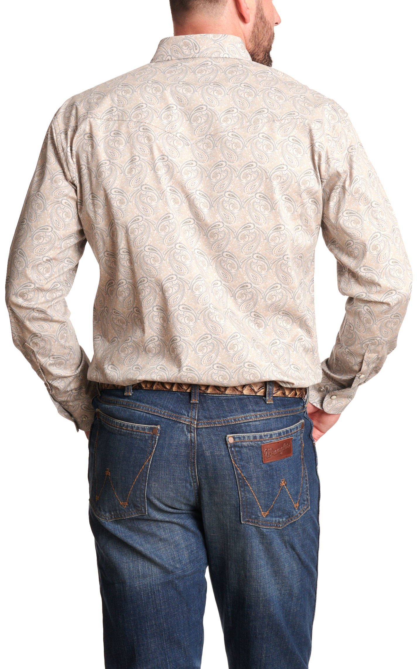 Rafter C Men's Gray Paisley Print Western Shirt - Image 2