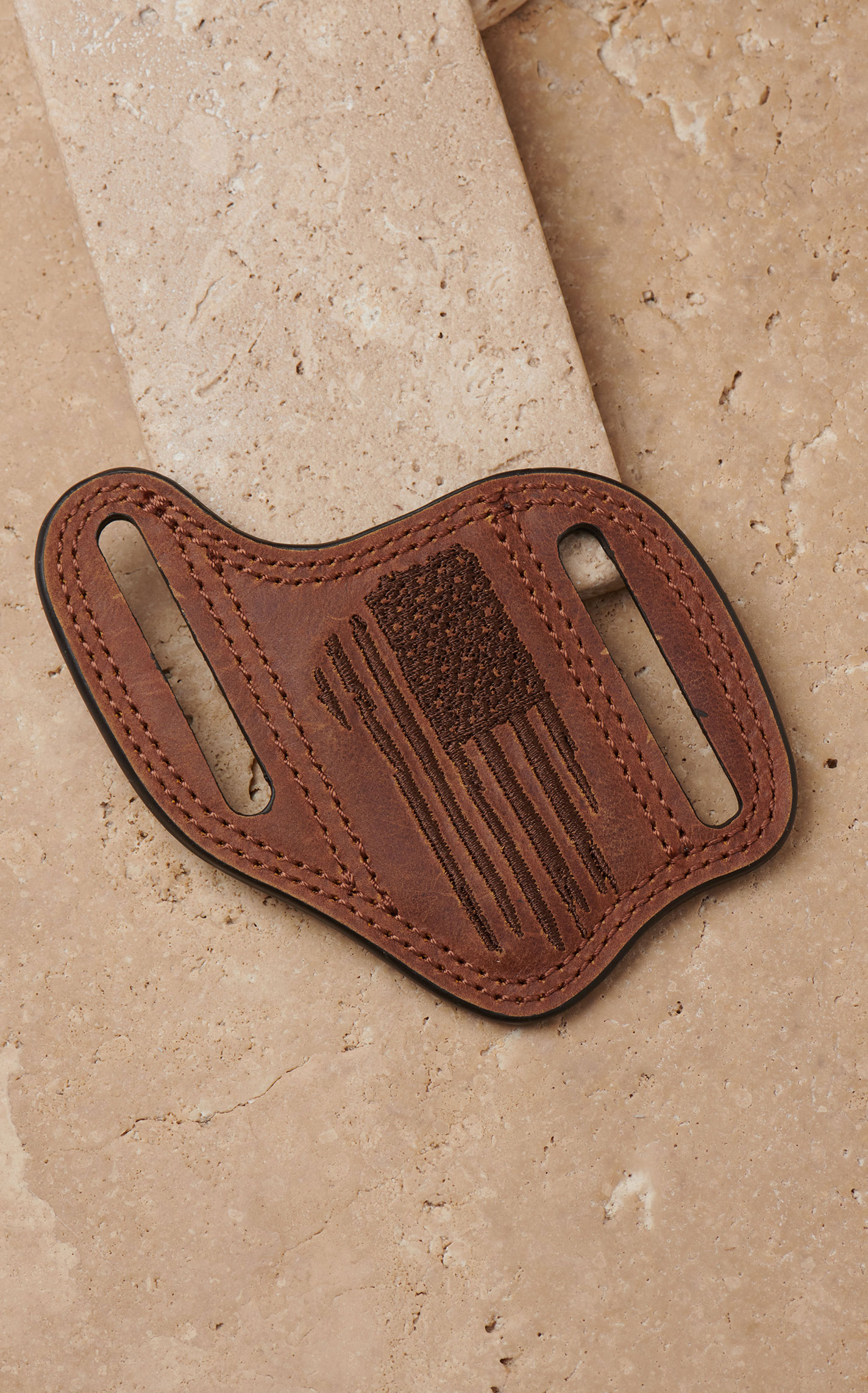 Ariat Brown with Flag Embroidery Pancake Knife Sheath - Image 1