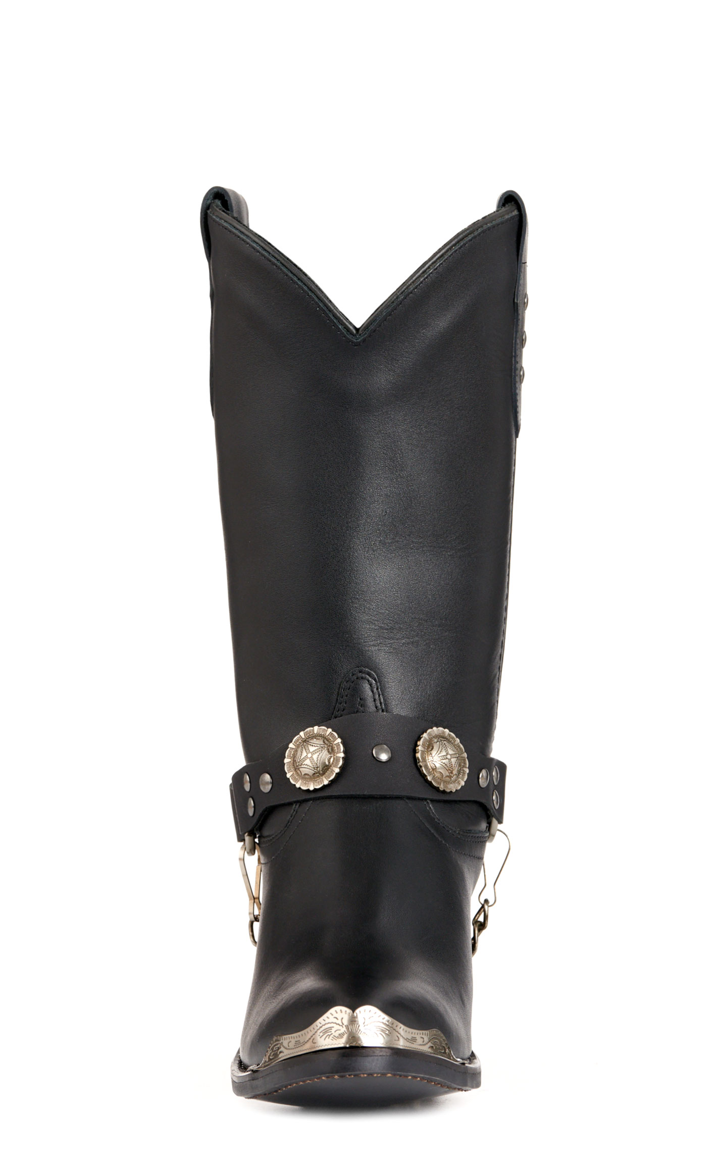 Old West Women's Black Harness Round Toe Cowboy Boots - Image 1