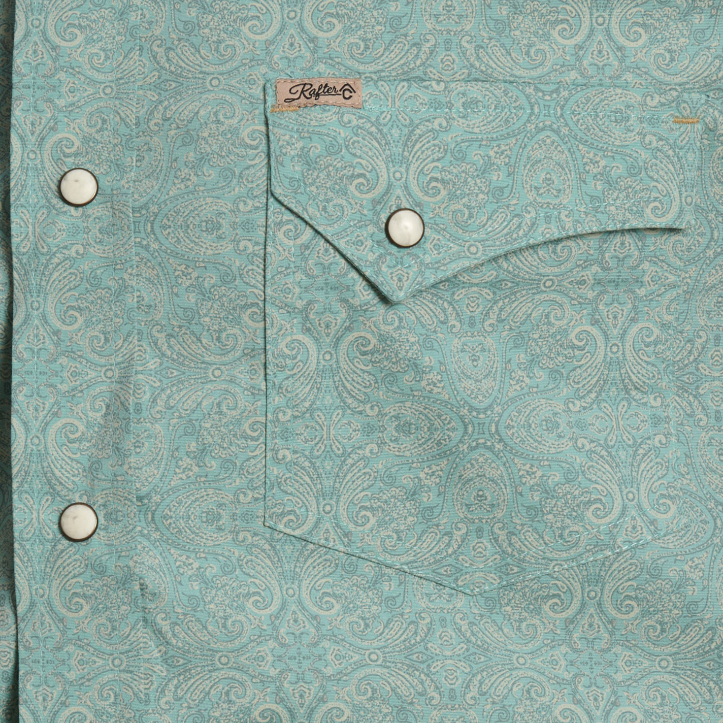 Rafter C Men's Teal Paisley Print Shirt - Big & Tall Sizes - Image 1