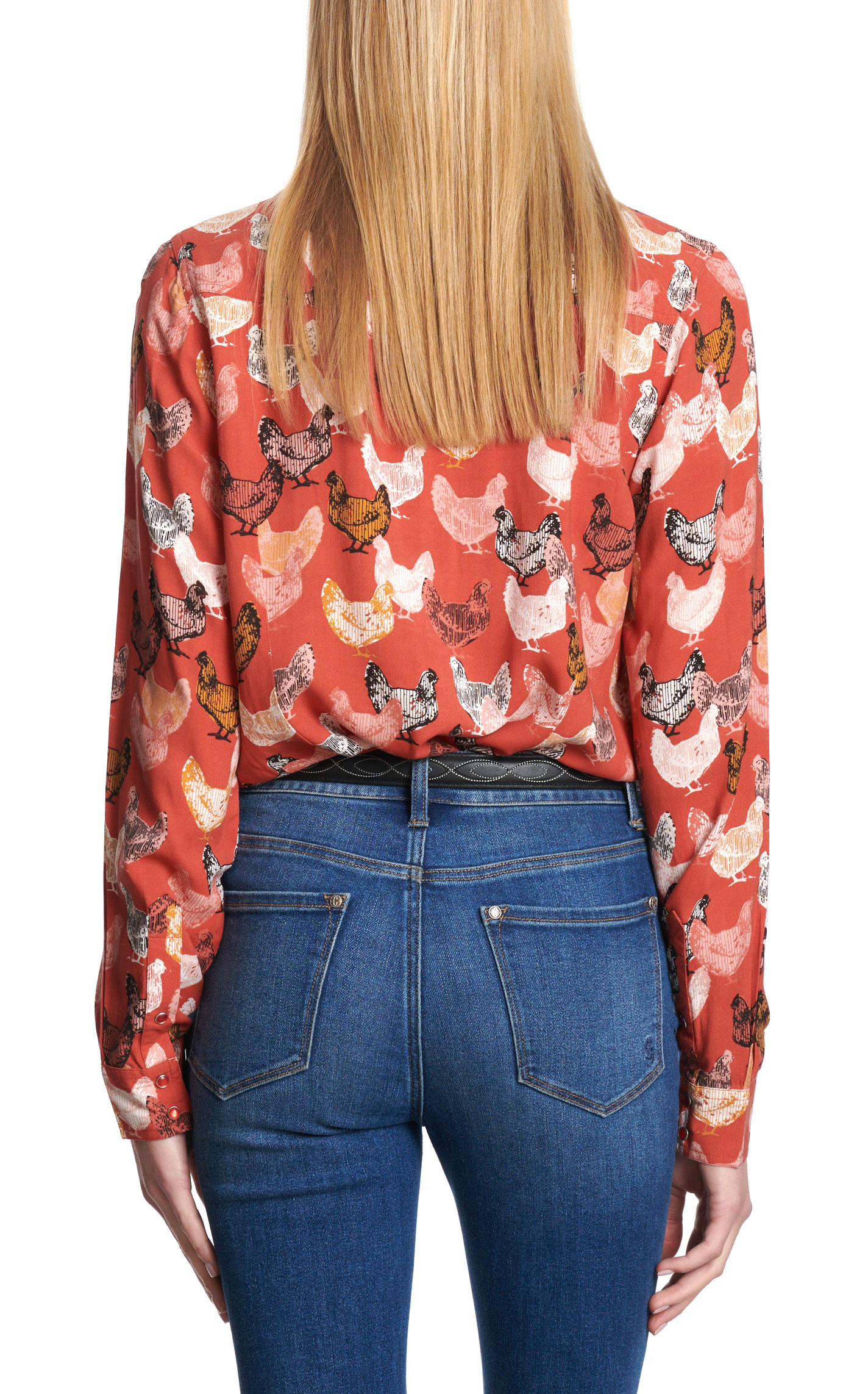 Cotton & Rye Women's Tangerine Hens Print Top - Image 1