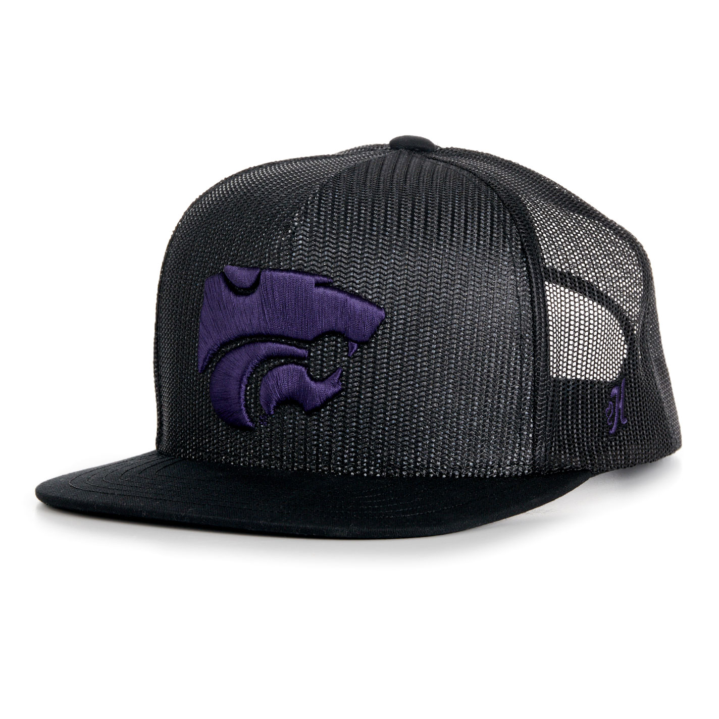 Hooey Collegiate Collection Black KSU Wildcats Logo Embroidered Flat Bill Mesh Cap - Image 1