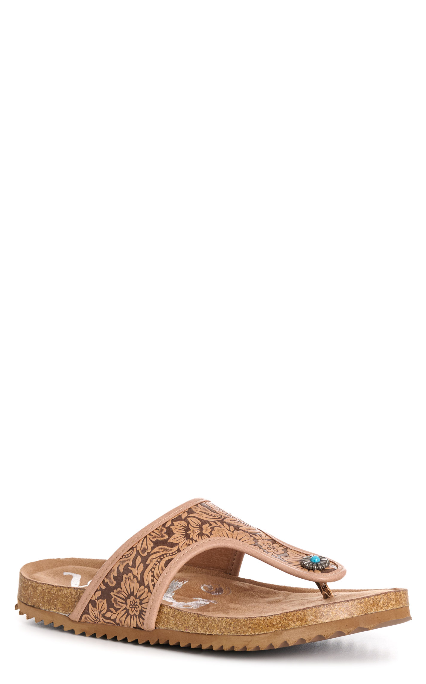 Very G Women’s Brown and Tan Danni Embossed Faux Leather Slip On Sandals - Image 1