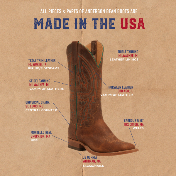 Anderson Bean Men's Tobacco Yeti and Brass Explosion Square Toe Cowboy Boots - Image 1