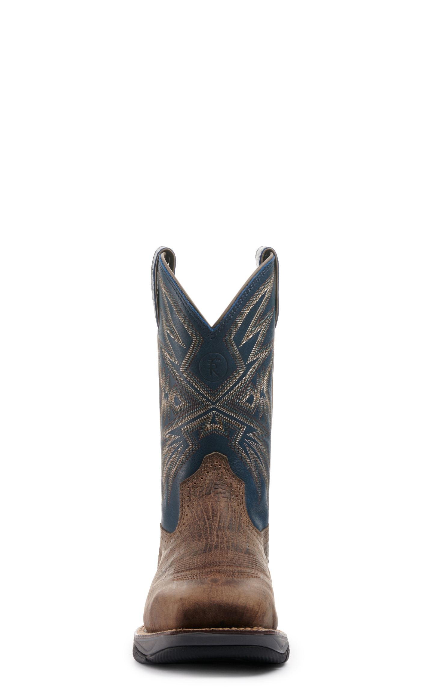 Tony Lama Bartlett Stone Brown and Blue Square Steel Toe Work Boots - Image 1