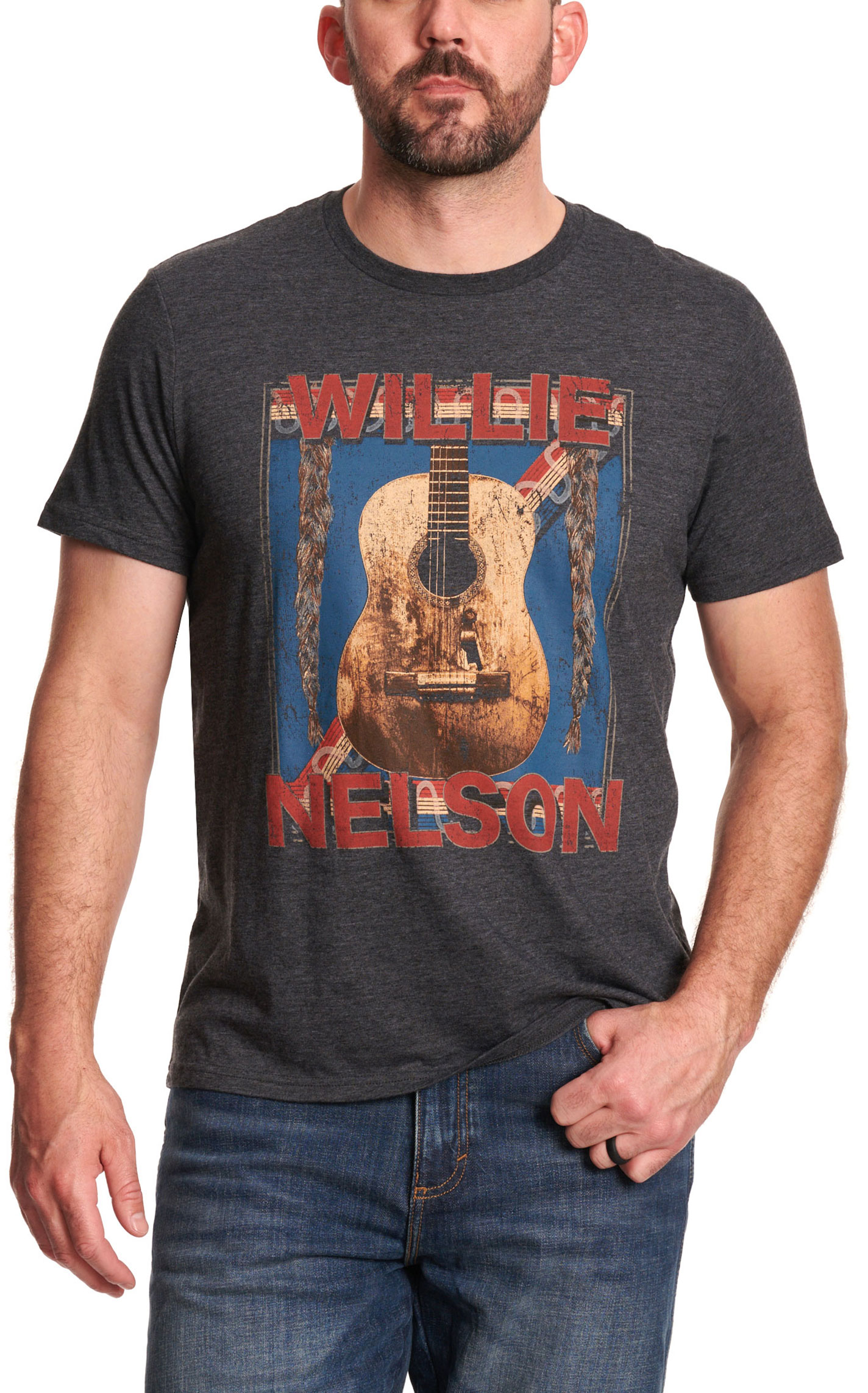 Wrangler X Willie Graphic Men's Charcoal Graphic T-Shirt - Image 1