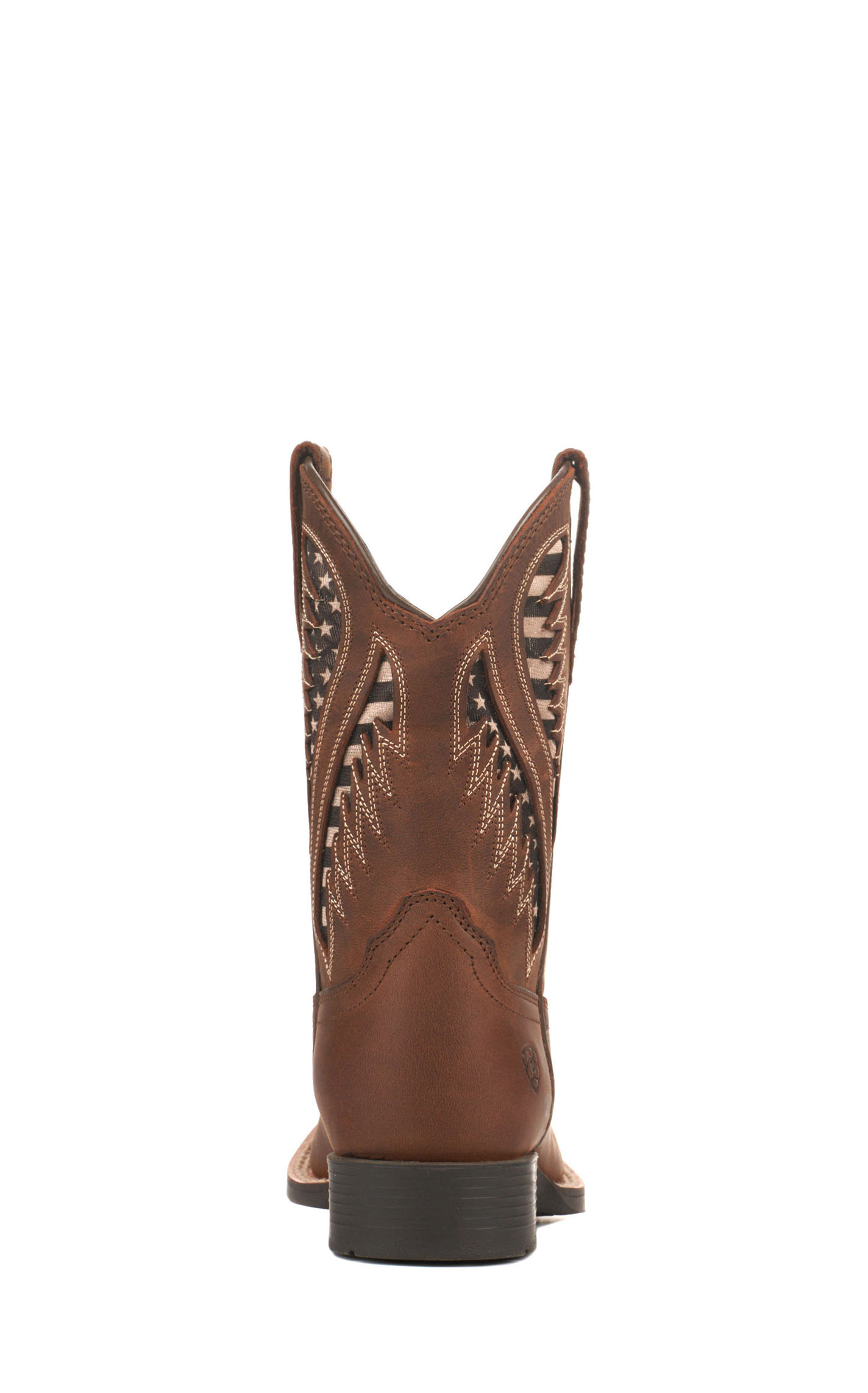 Ariat Kids Quickdraw Distressed Brown with Flag VentTEK Wide Square Toe Cowboy Boots - Image 1