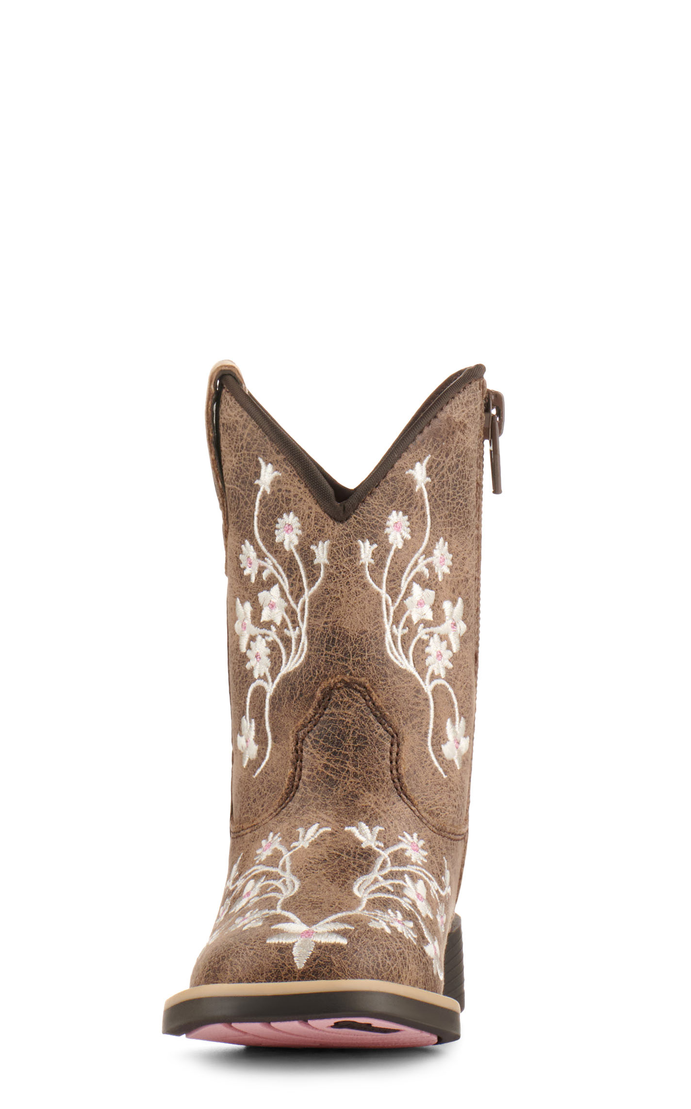 Twister Toddler Lily Brown with White Floral Embroidery Square Toe Cowboy Boots - Image 1