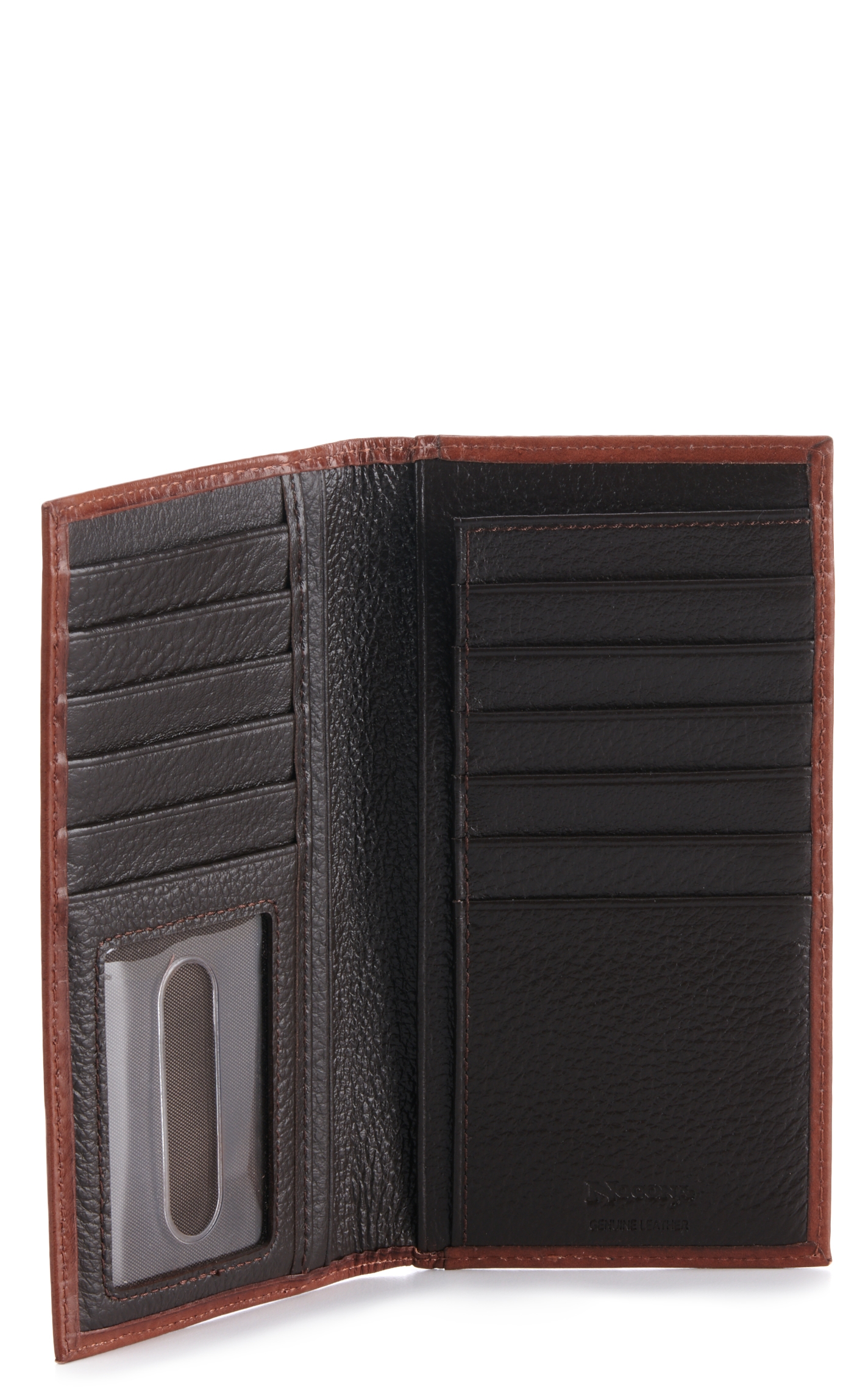 Nocona Brown Basketweave and Floral Tooled with Ivory Inlay Rodeo Wallet / Checkbook Cover - Image 1