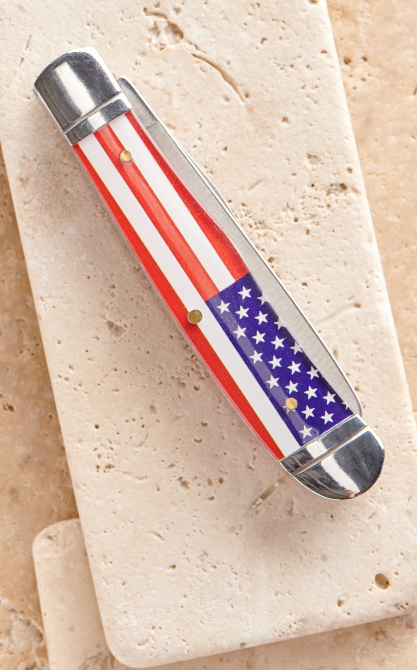HOOey American Flag Acrylic Large Trapper Knife - Image 1