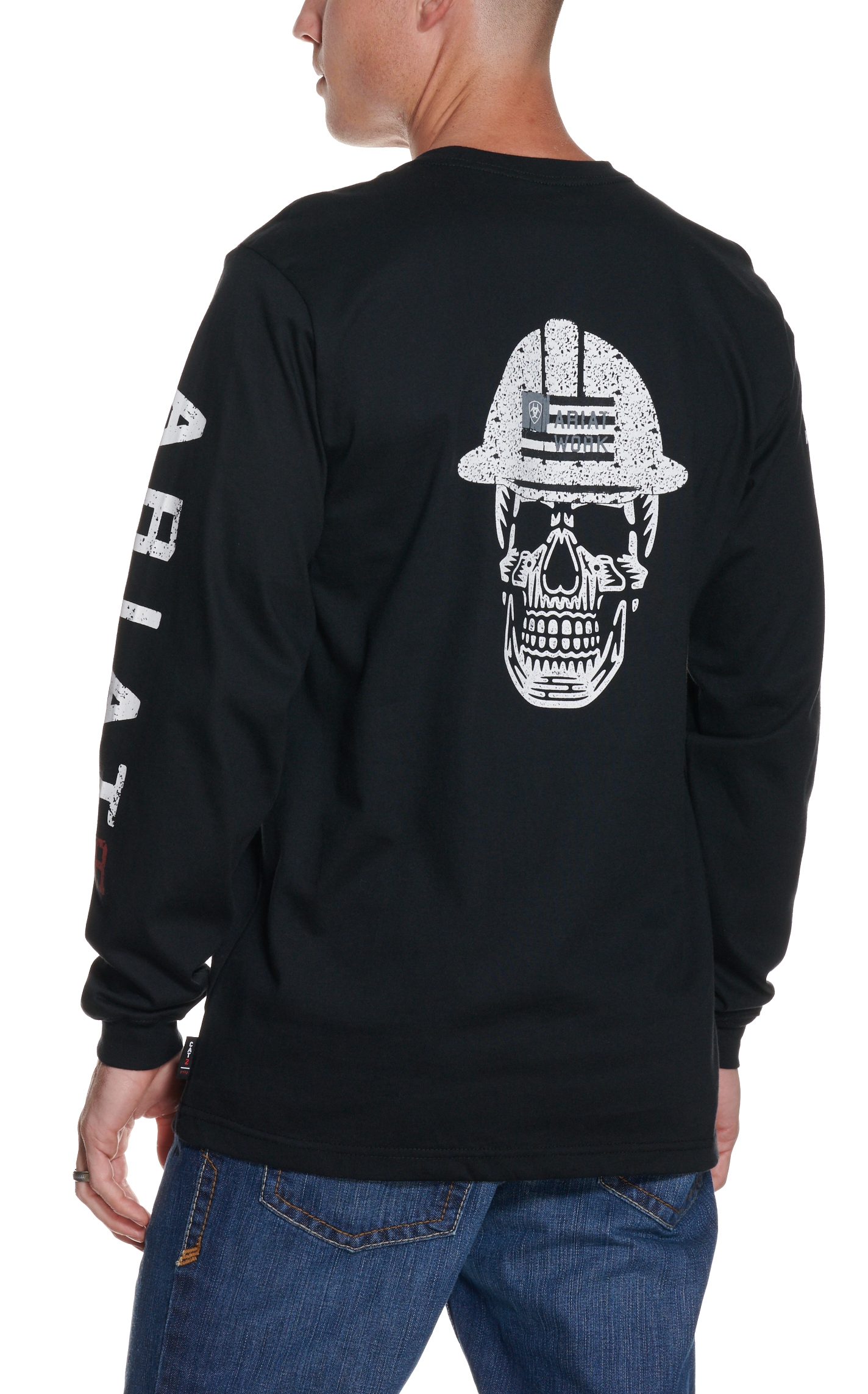 Ariat Men's Black Roughneck Skull Logo Long Sleeve FR Work T-Shirt - Image 1