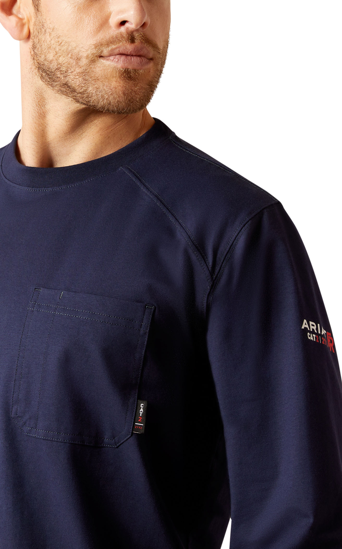 Ariat Men's FR Pima Navy Work T-Shirt - Image 1
