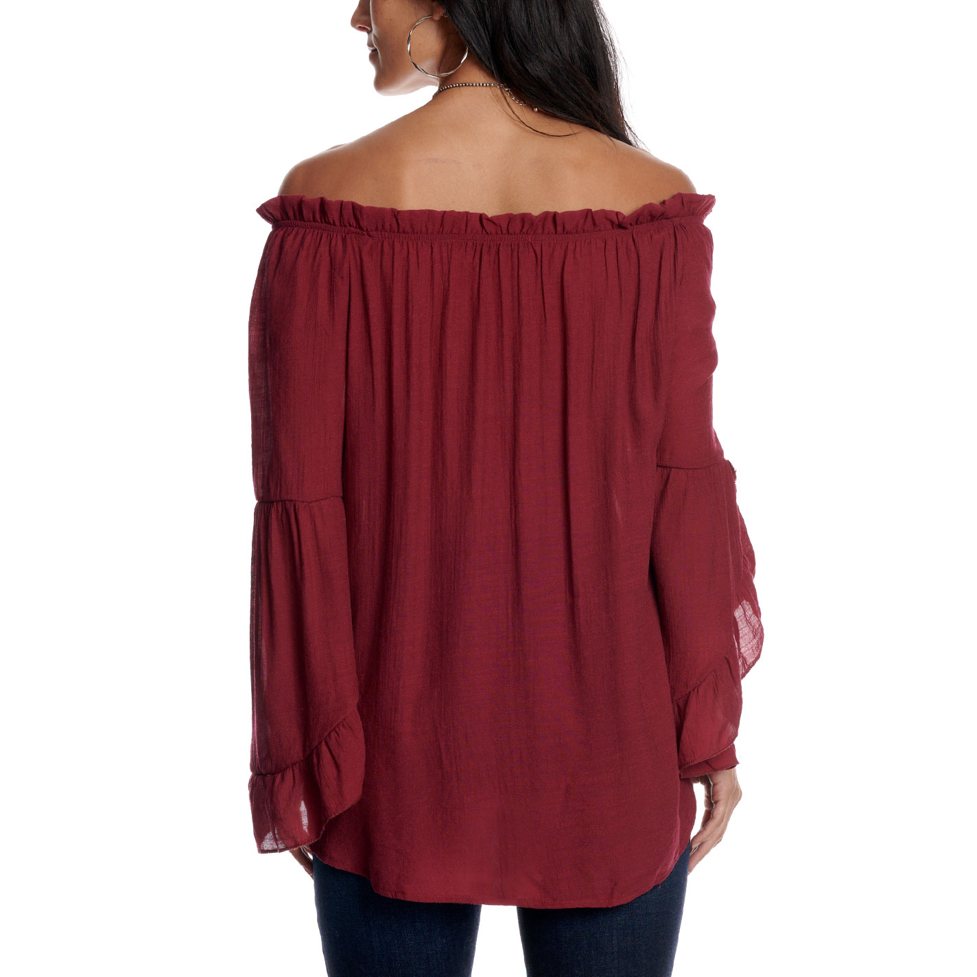 Fashion Express Women's Wine Off The Shoulder Top - Image 1