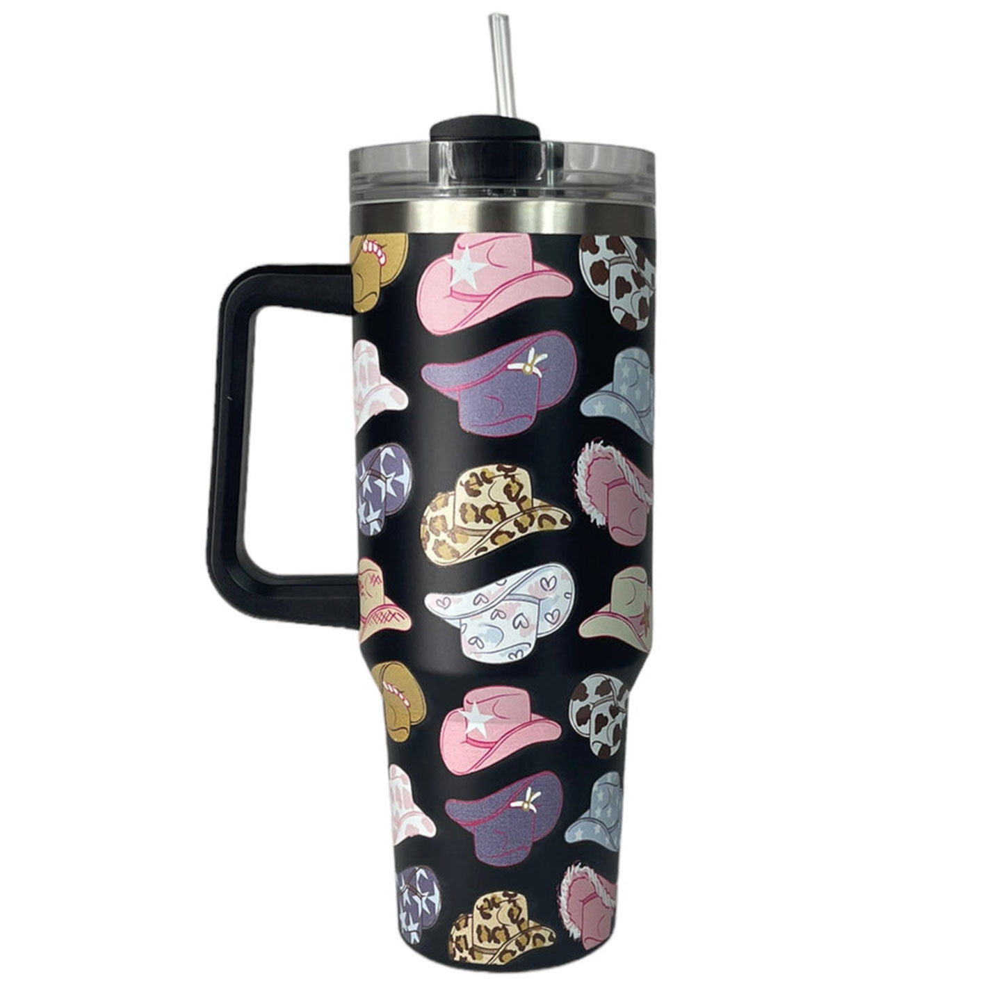 Girlie Girl Originals Black Cowgirl Hat 40 oz. Handled Morgan Tumbler - Image 1