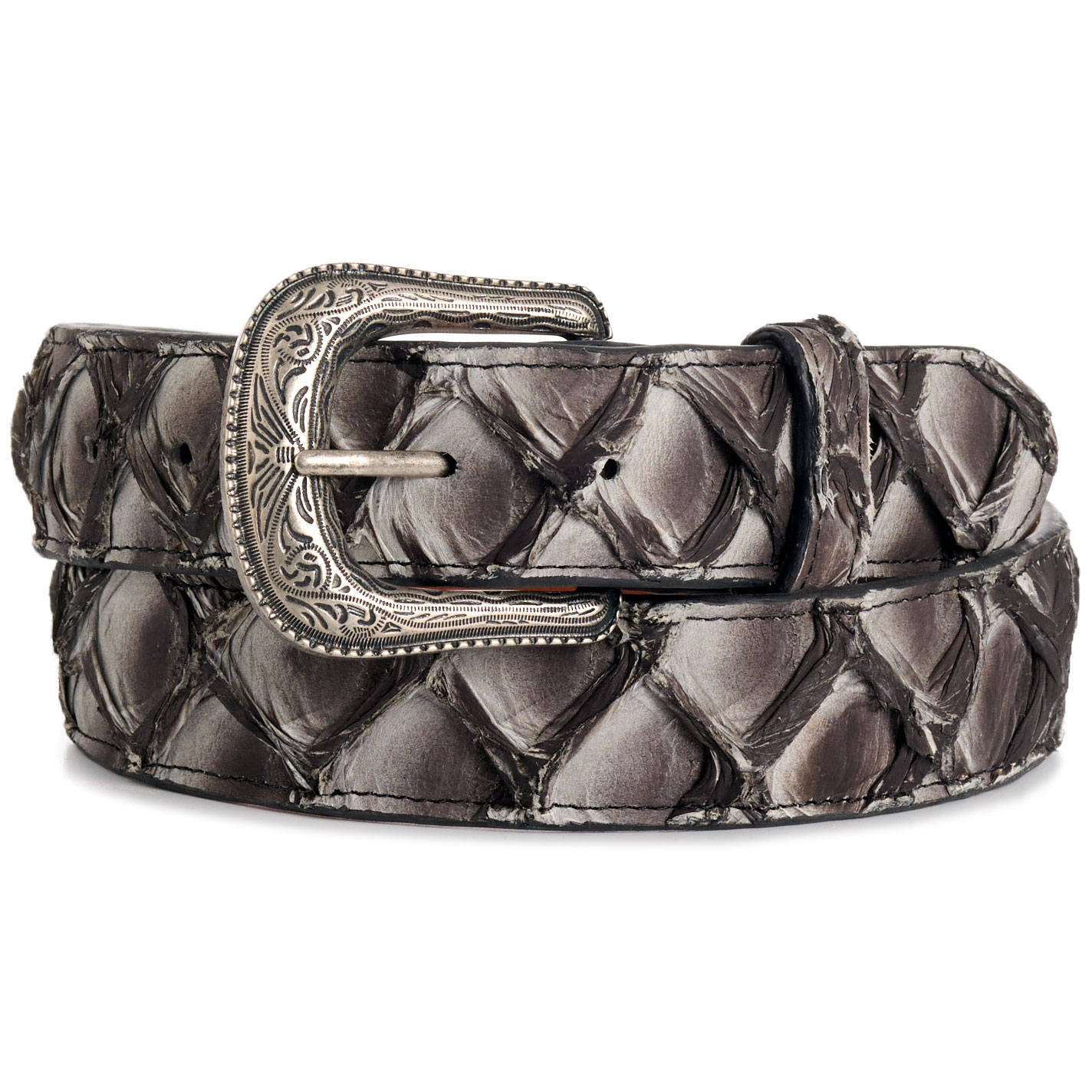 Cavender's Men's Gray Pirarucu Belt - Image 1