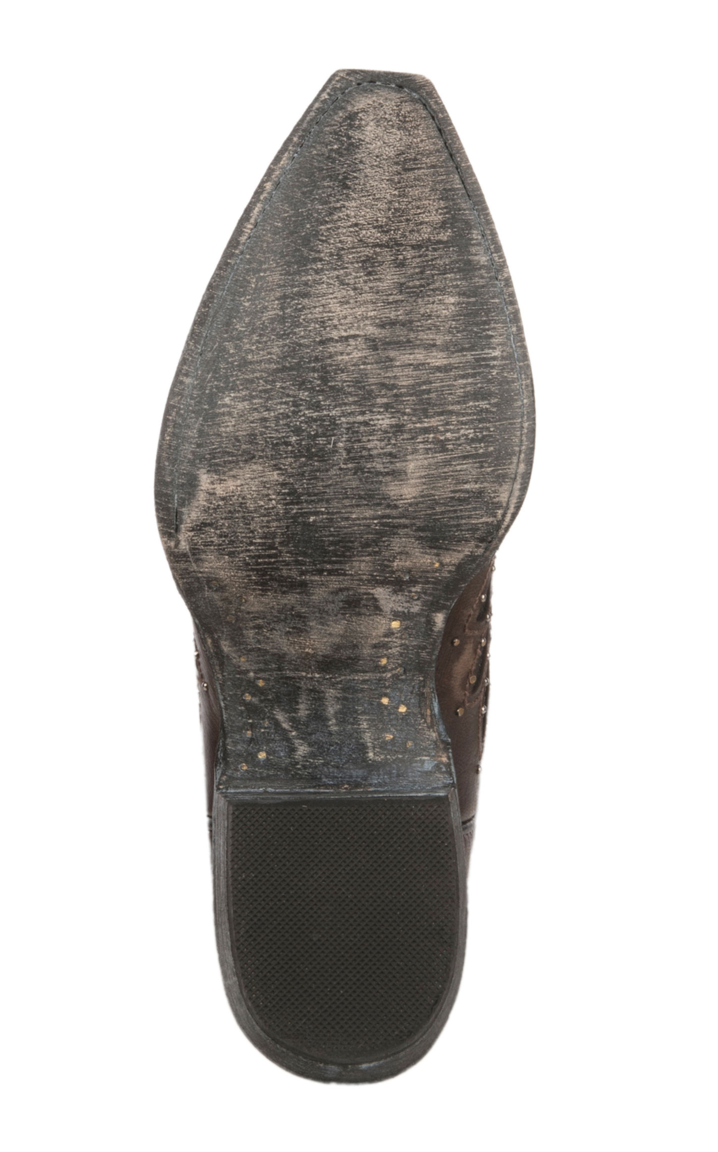 Cavender’s Women’s Chocolate Leather with Black Crystal Inlay Snip Toe Cowboy Boots - Image 1