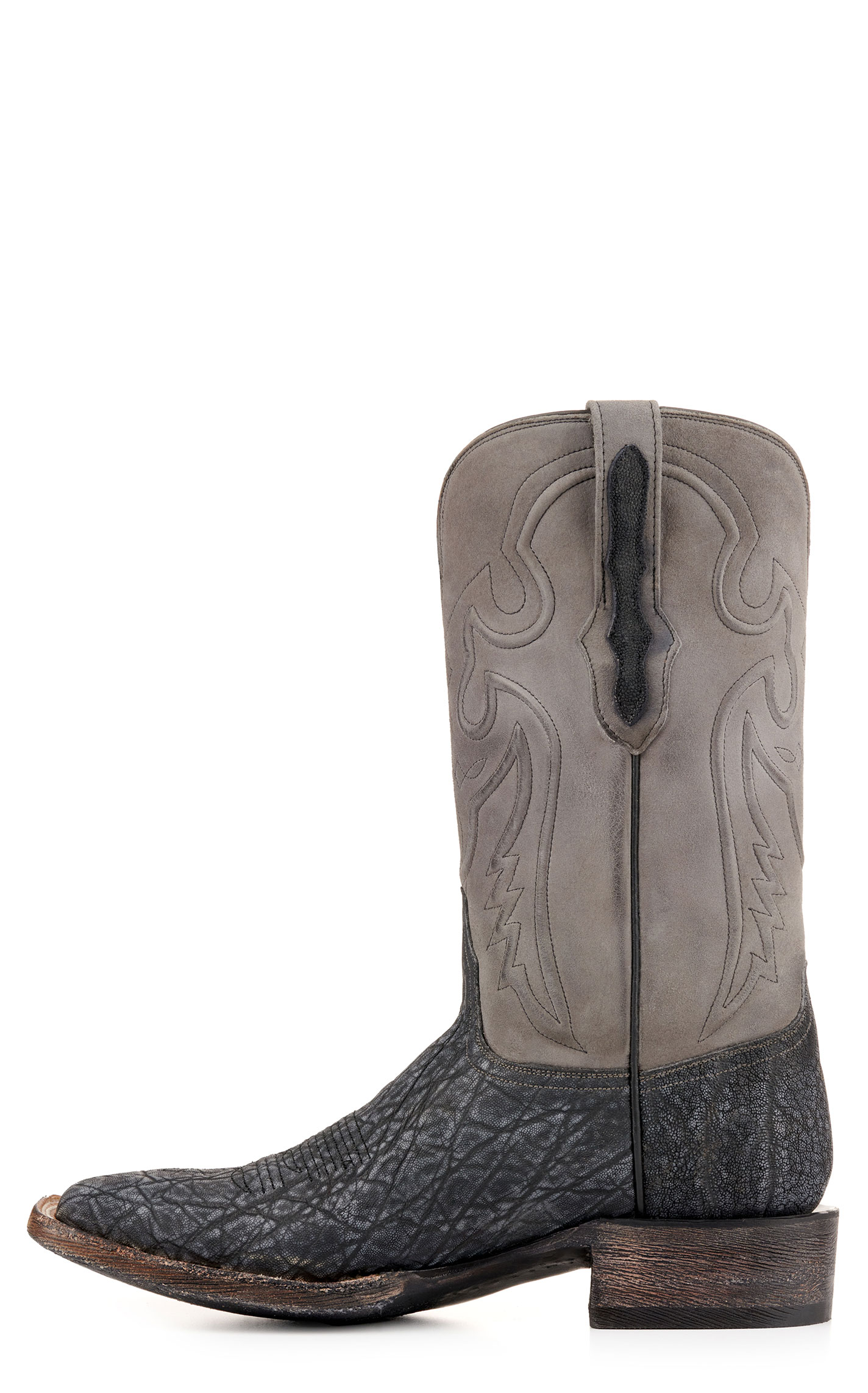 Black Jack Men's Burnished and Safari Gray Elephant Square Toe Exotic Cowboy Boots - Image 1