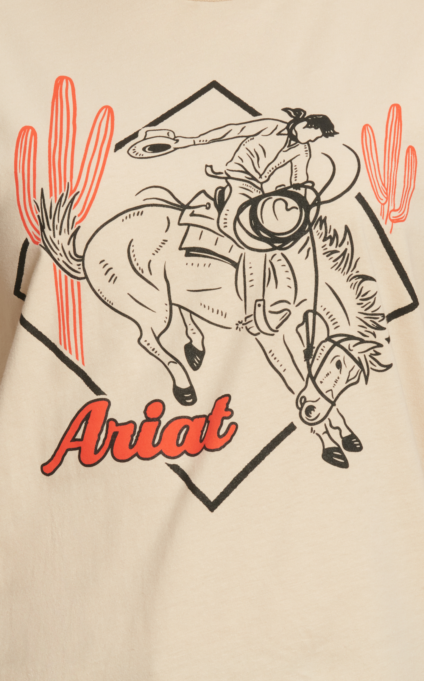 Ariat Women's Latte & Cactus Bronc Logo Graphic T-Shirt - Image 1