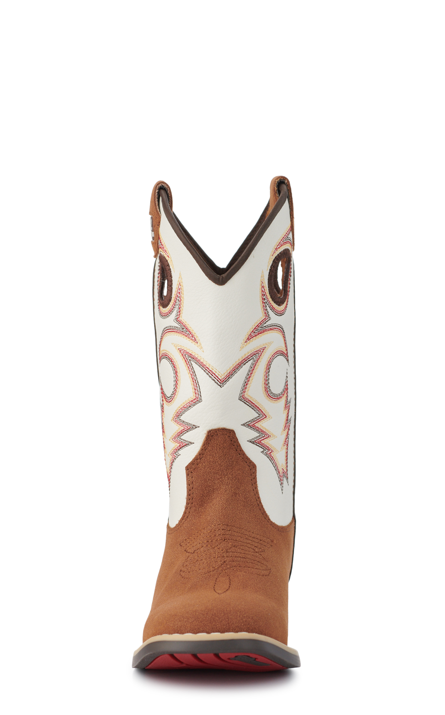 Twister Boys Trey White and Brown Roughout Wide Square Toe Cowboy Boots - Image 1
