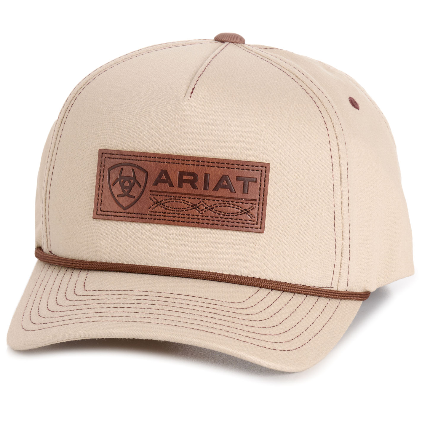 Ariat Men's Sandy Tan & Leather Logo Patch Cap - Image 1