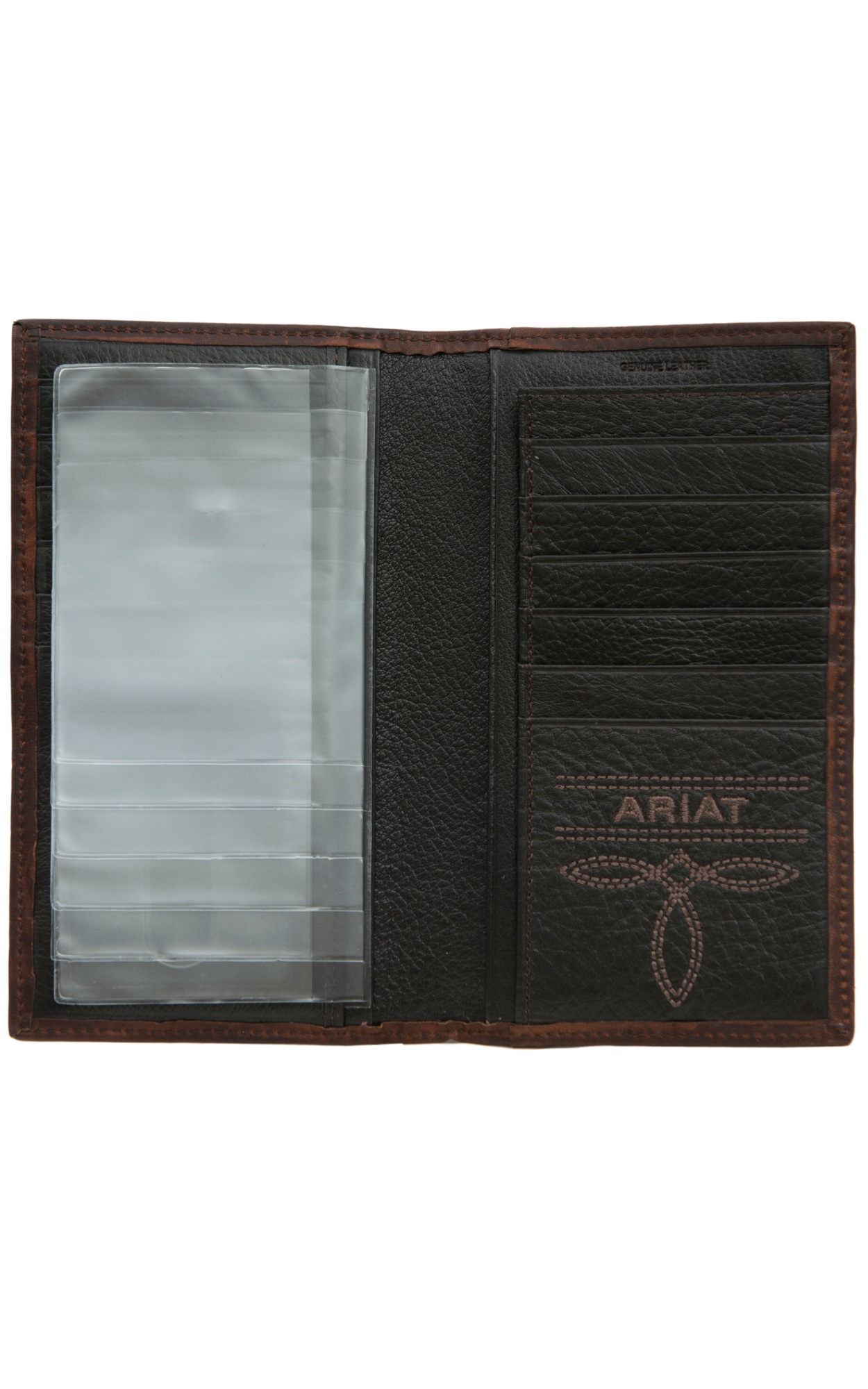 Ariat Performance Work Dark Copper Leather Checkbook / Rodeo Wallet - Image 1