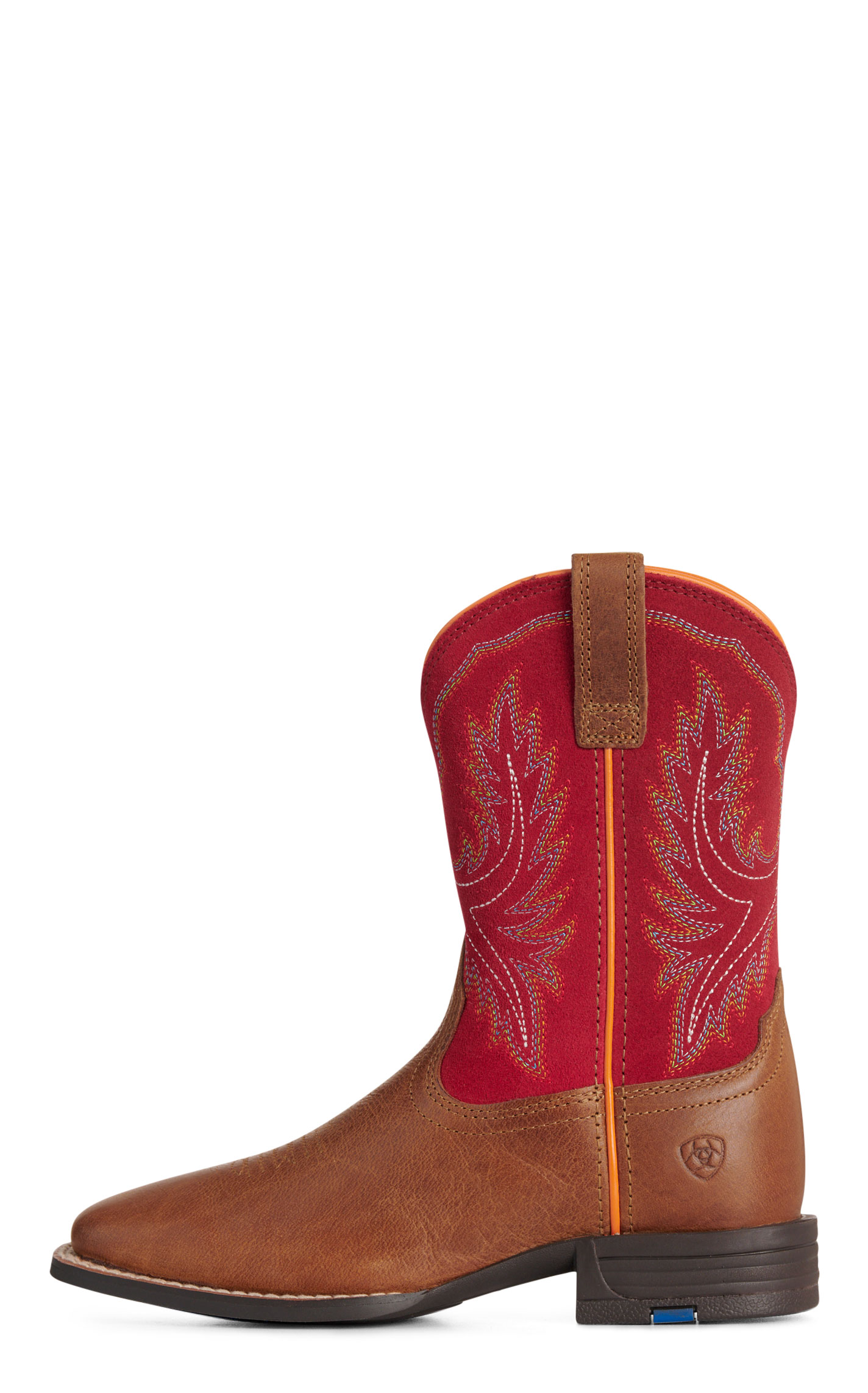 Ariat Youth Chestnut & Red Wide Square Toe Cowboy Boots - Image 1