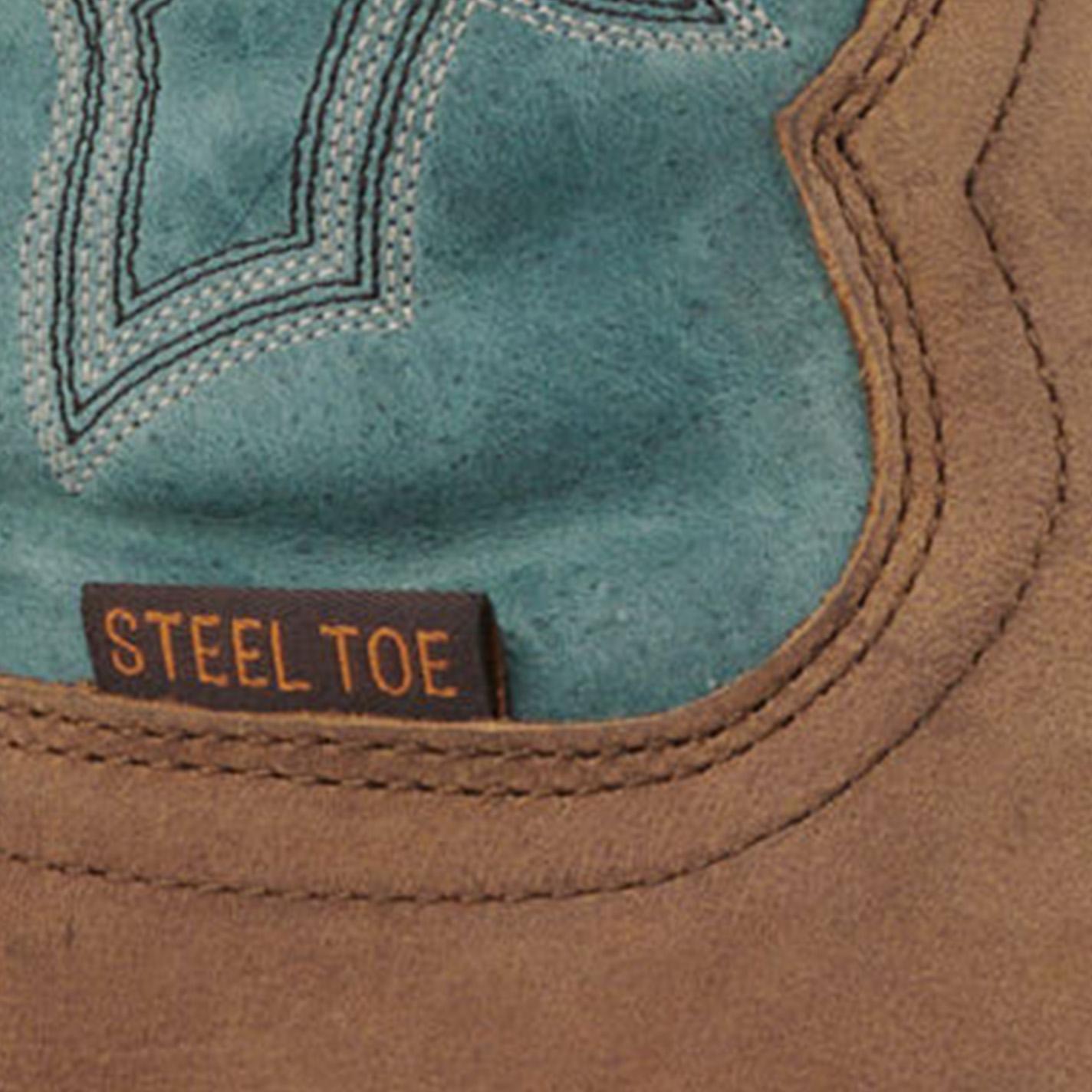 Tony Lama Men's Ash Gray and Mineral Blue Wide Square Steel Toe Work Boot - Image 1