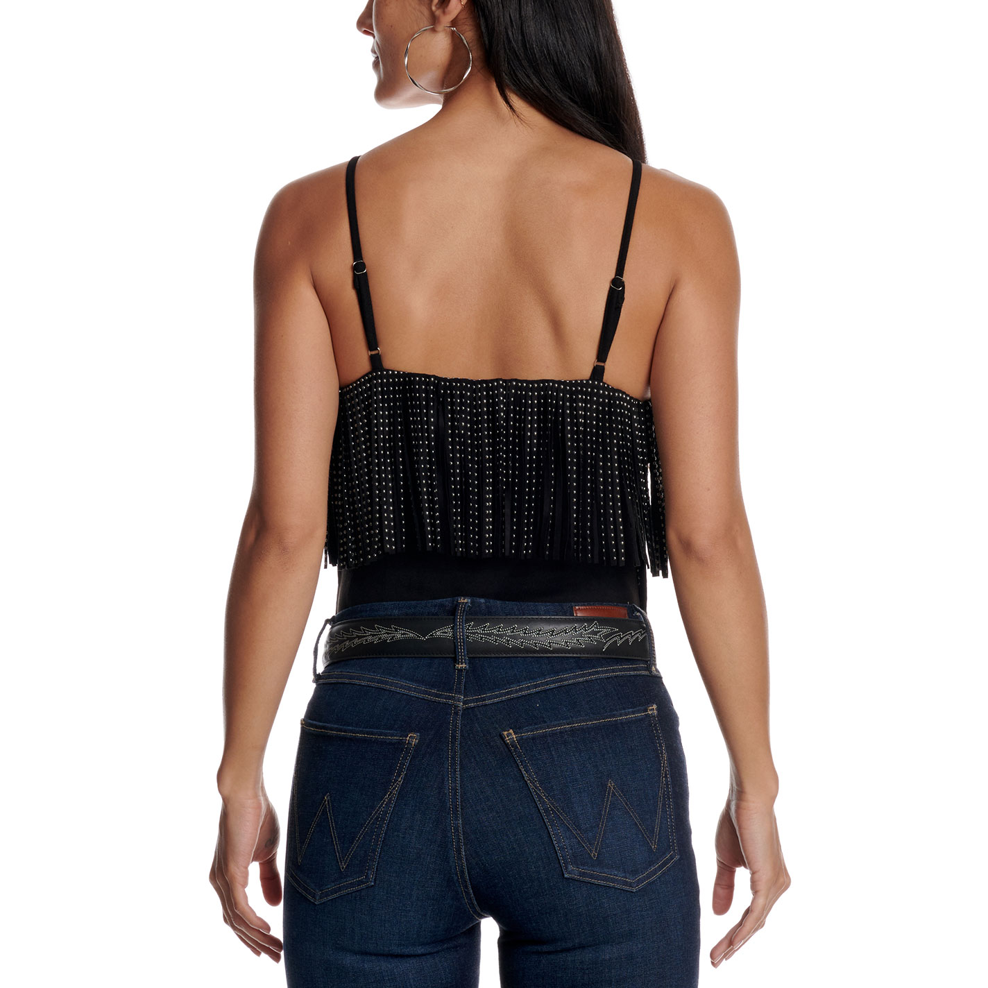 Blue B Women's Black Fringe Bodysuit - Image 1