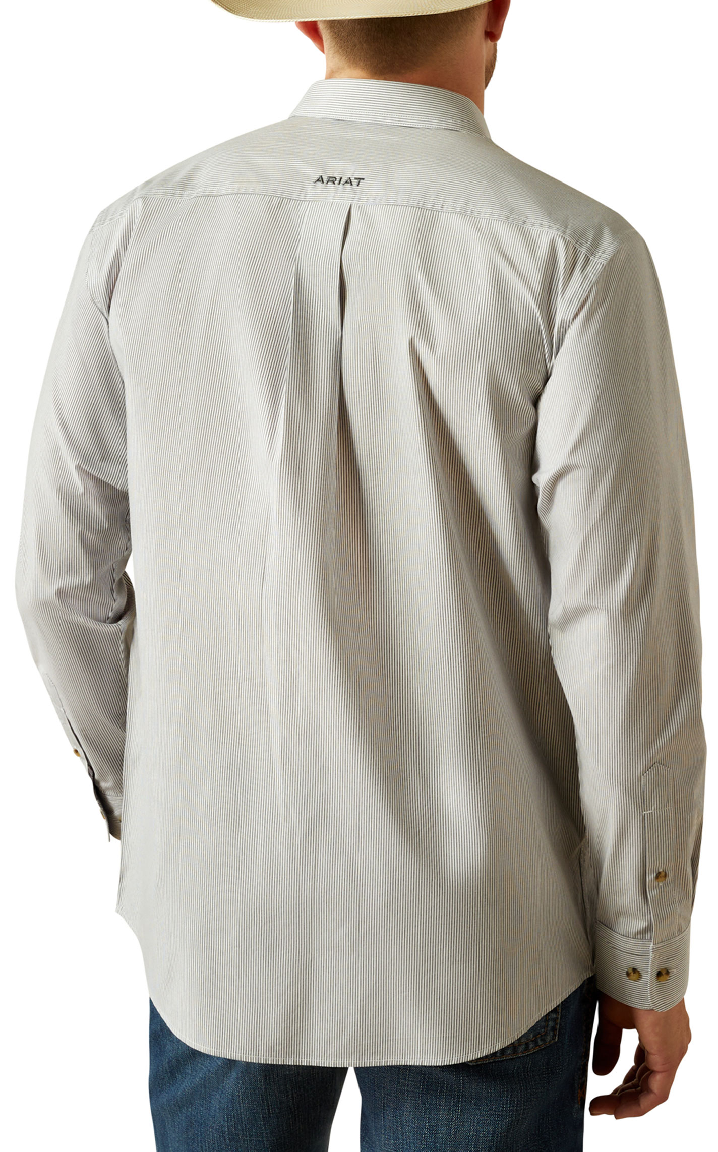 Ariat Pro Series Men's Dayne Gray Tencel Stripe Print Shirt - Image 1