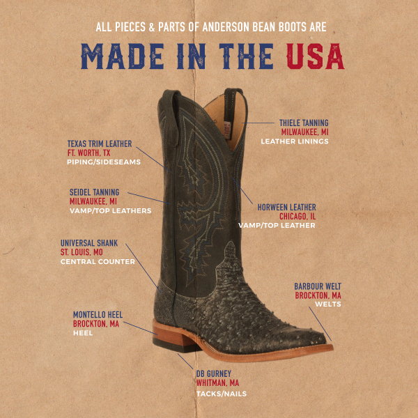 Anderson Bean Men's Black Safari Full Quill Ostrich Wide Square Toe Exotic Cowboy Boots - Image 1