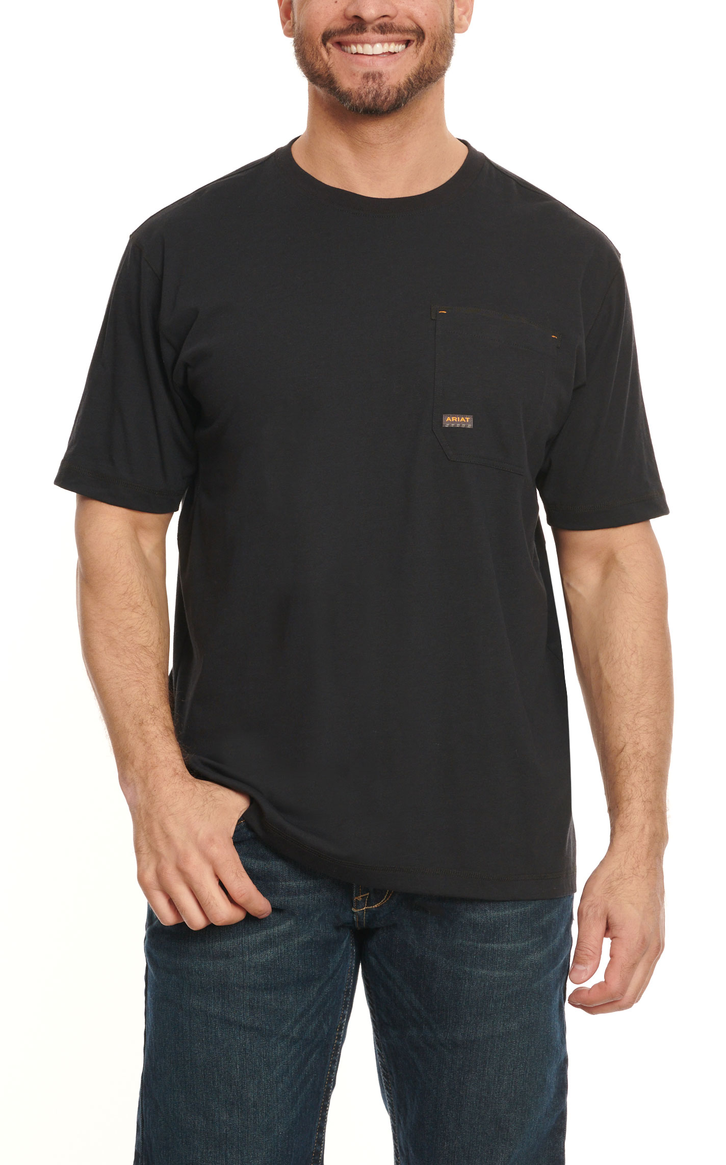 Ariat Men's Rebar Workman Cotton Strong Black Born for This Logo Graphic Short Sleeve Work T-Shirt - Image 1