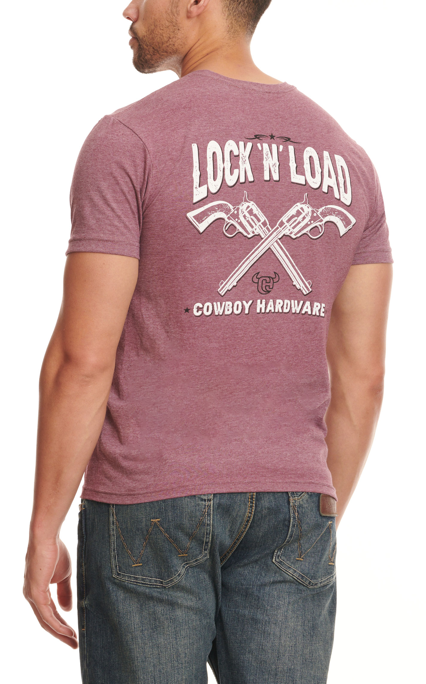 Cowboy Hardware Men's Berry Lock & Load Logo Graphic Short Sleeve T-Shirt - Image 1