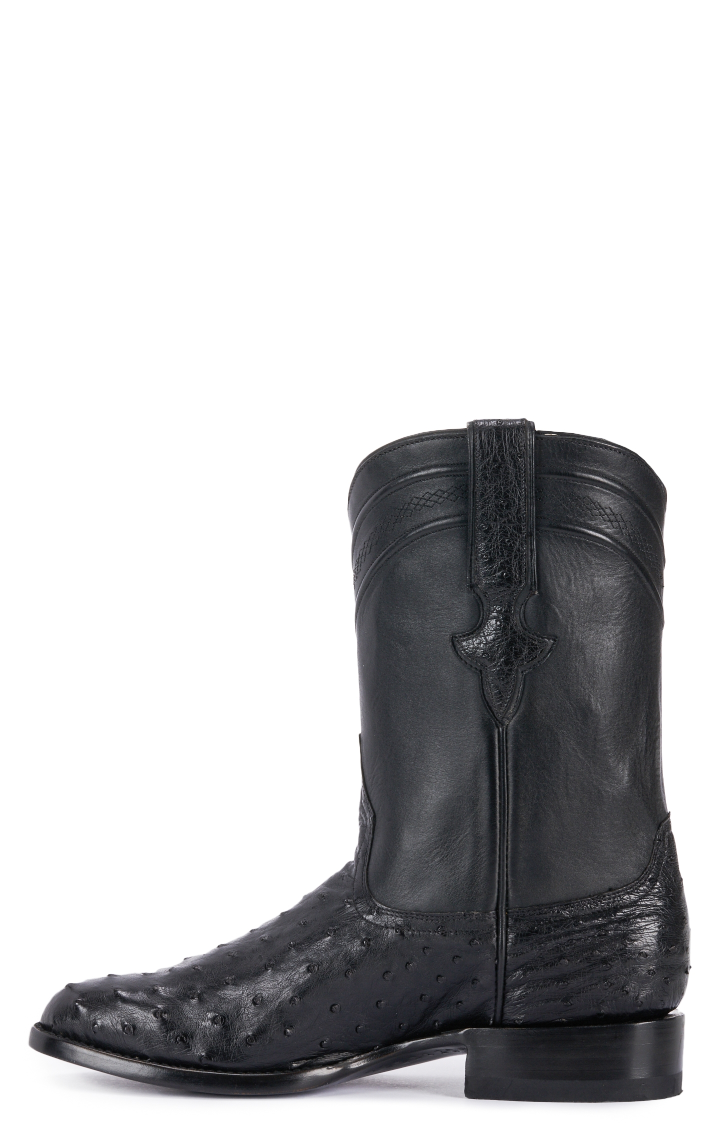 JRC & Sons Men's Miguel Full Quill Ostrich Round Toe Exotic Roper Boot in Black - Image 1