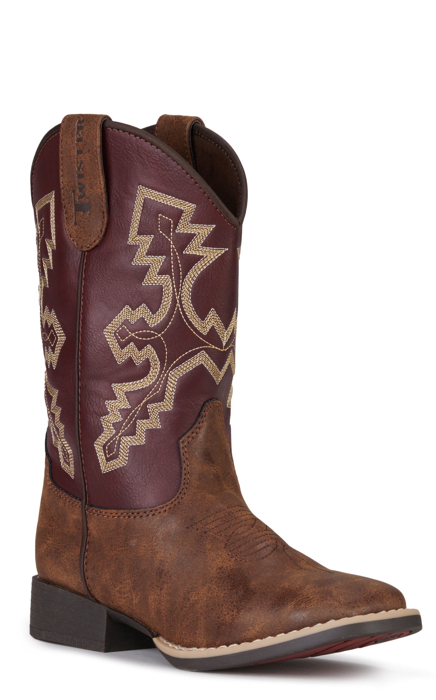 Twister Boys' Blake Brown and Burgundy Square Toe Cowboy Boots - Image 1