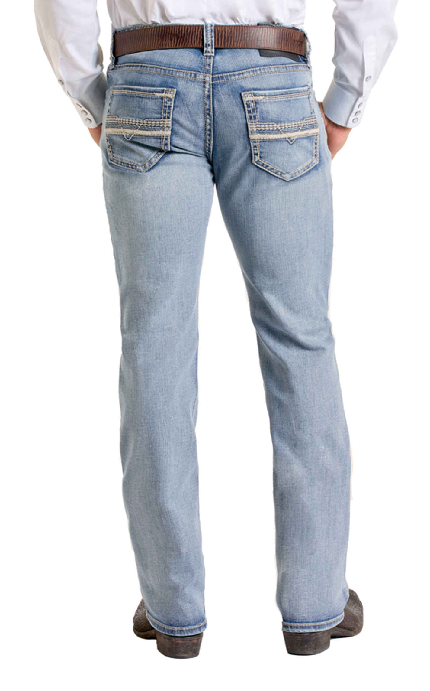 Rock & Roll Denim Men’s Revolver Light Wash Slim Straight Jeans - Image 1