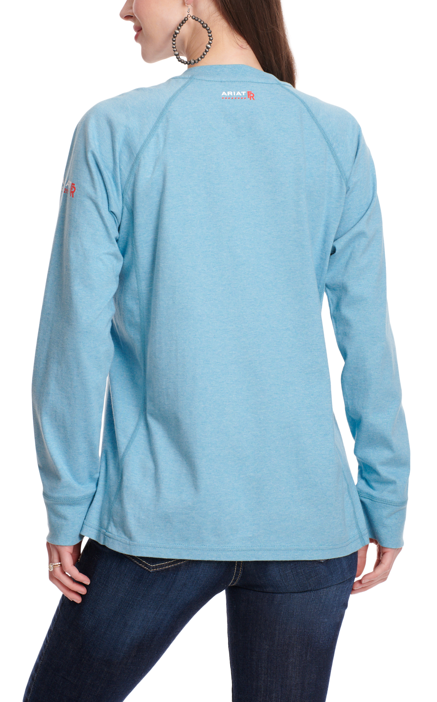 Ariat Women's Air Henley Space Dye Norse Blue Long Sleeve FR Work Shirt - Image 4
