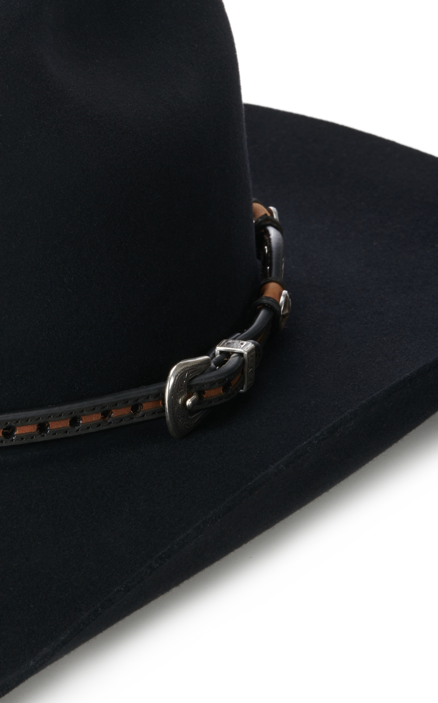 M&F Brown and Black with Silver Star Conchos Scalloped Hatband - Image 1