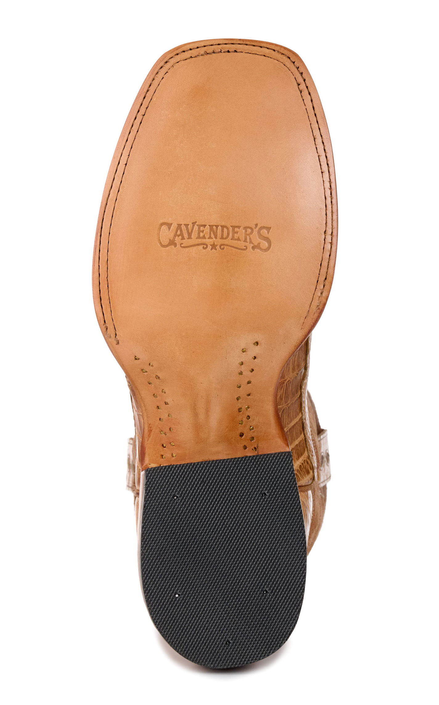 Cavender's Men's Brown and Saddle Caiman Belly Wide Square Toe Exotic Cowboy Boots - Image 1