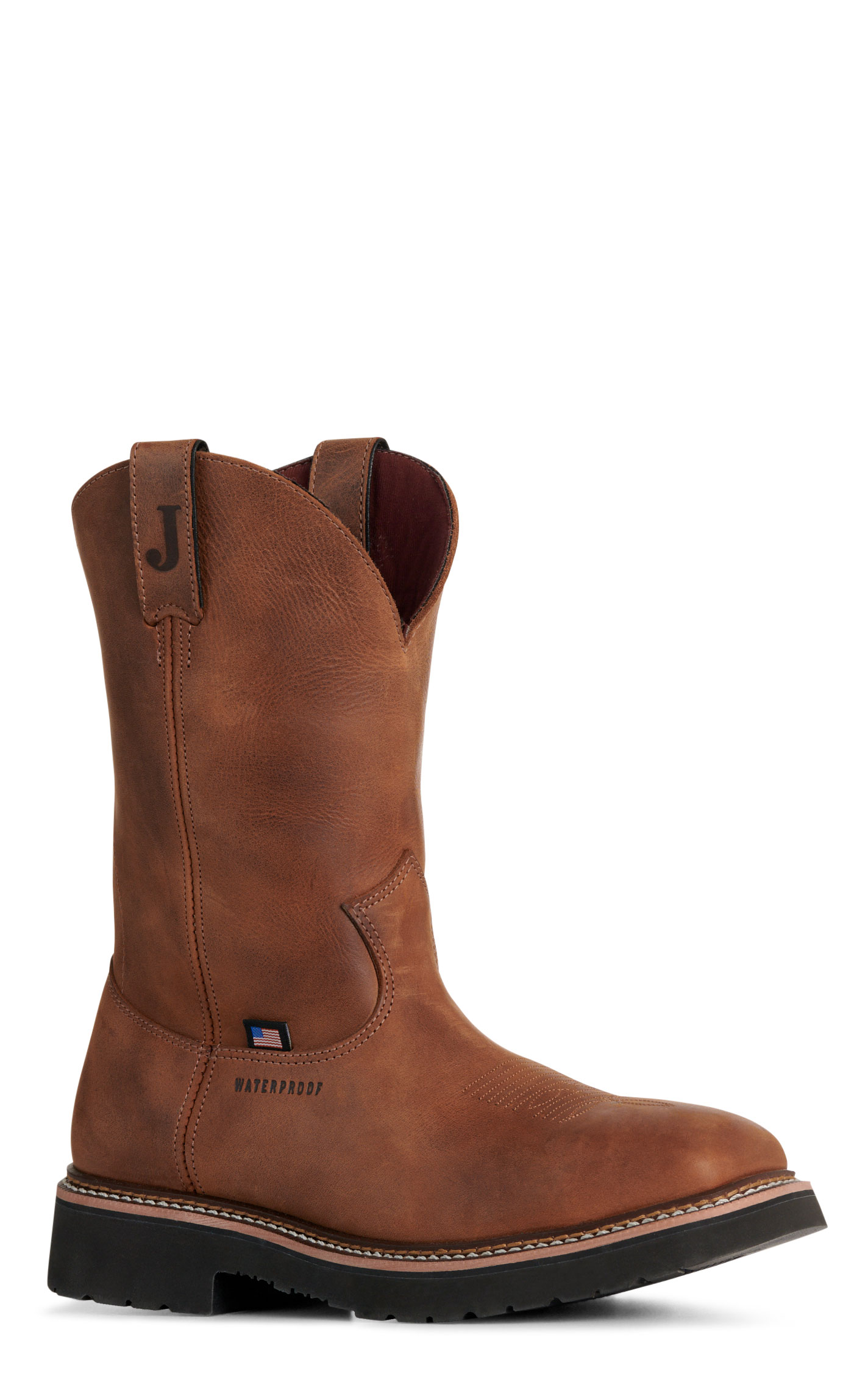 Justin Walnut Waterproof Wide Square Toe Work Boots - Image 1