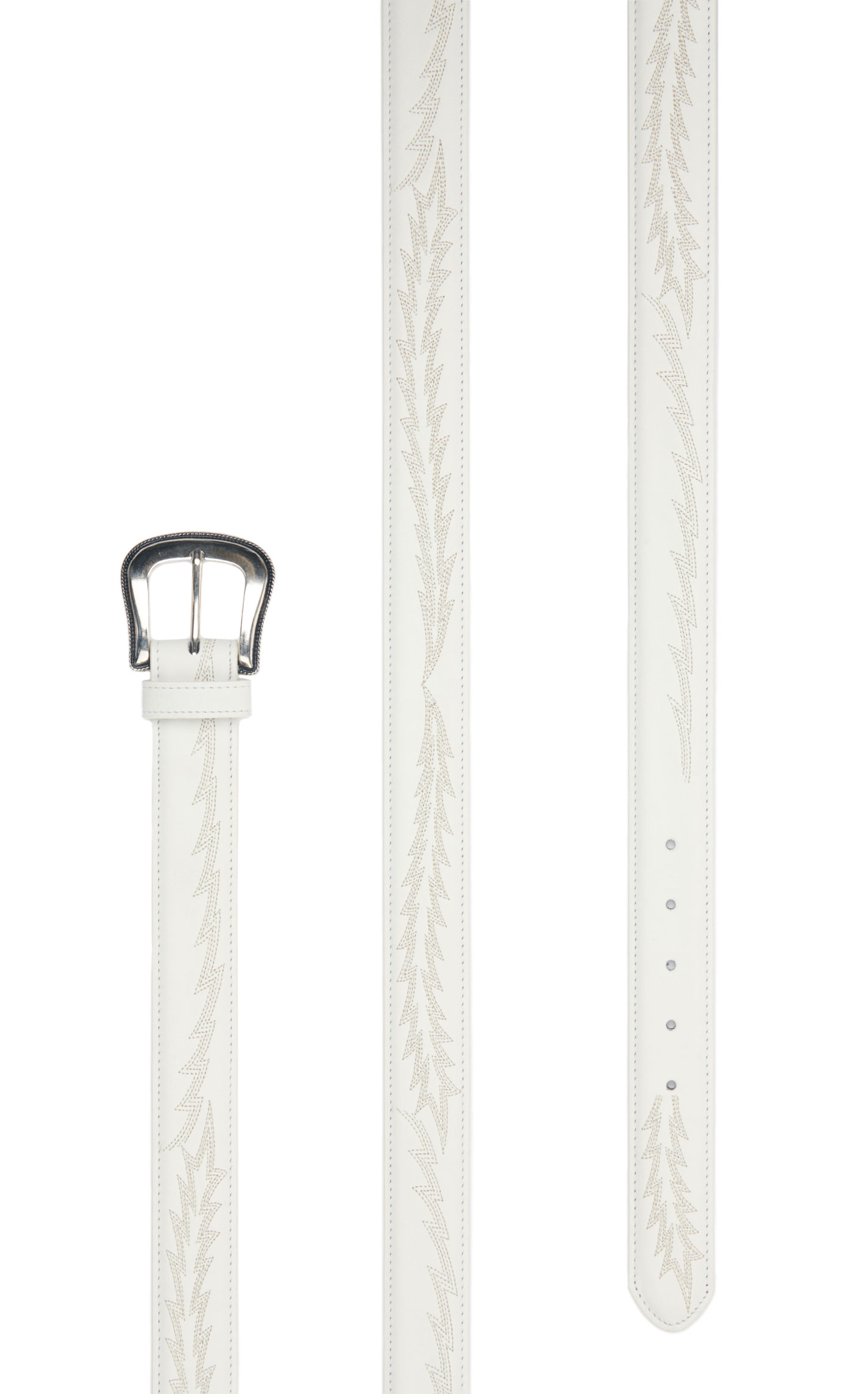 JRC & Sons Women's Nancy White Boot Stitch Leather Western Belt - Image 1